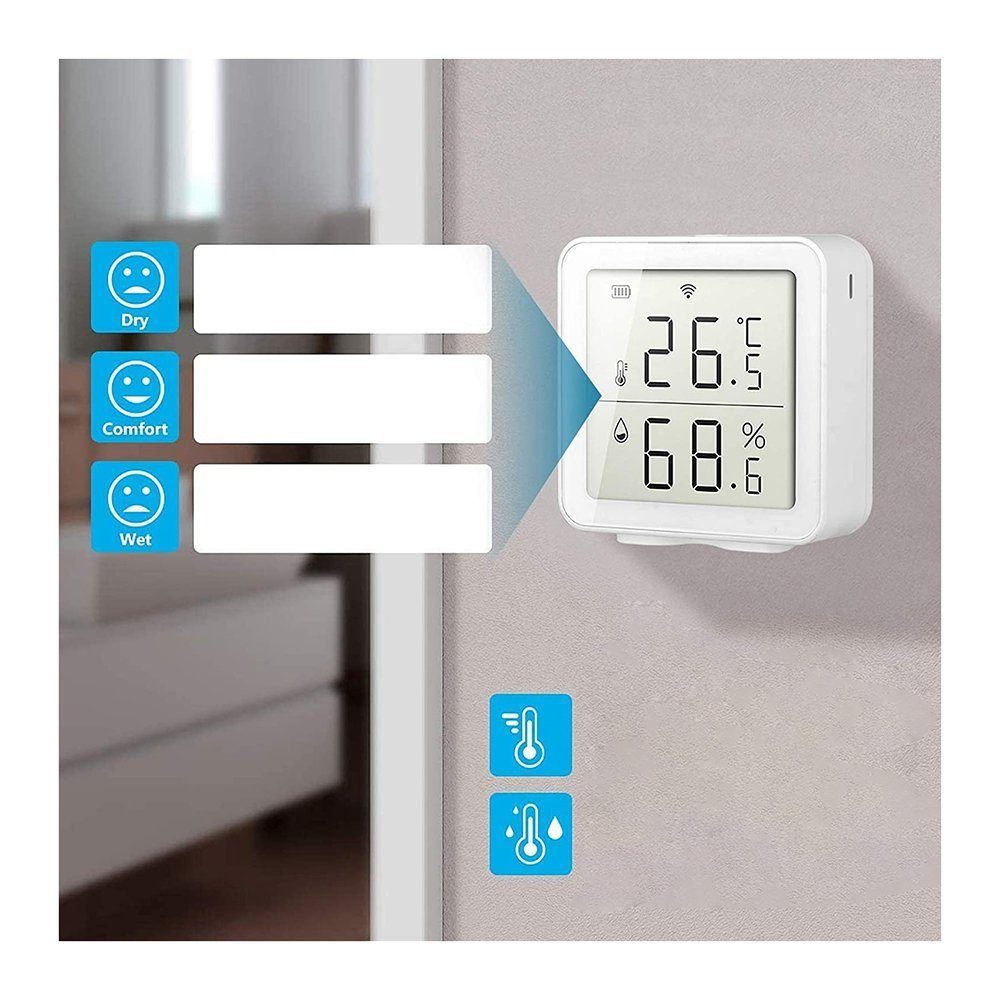 TUABUR Temperature Intelligent WiFi 1-tlg. Fensterthermometer Home Sensor, Wireless