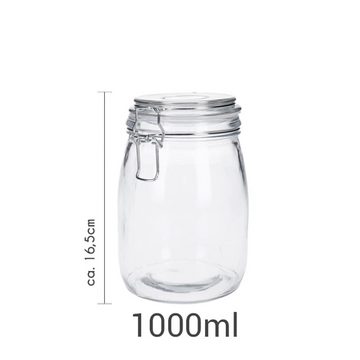 TP Vorratsglas 6er Set Vorratsglas mit Bügelverschluss inkl. 8 Kreidetafelsticker & S