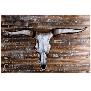 Home4Living Metallbild Wandbild 3D-Effekt Rlief Unikat Motiv 115,5cm, Buffalo Skull, 3D-Effekt