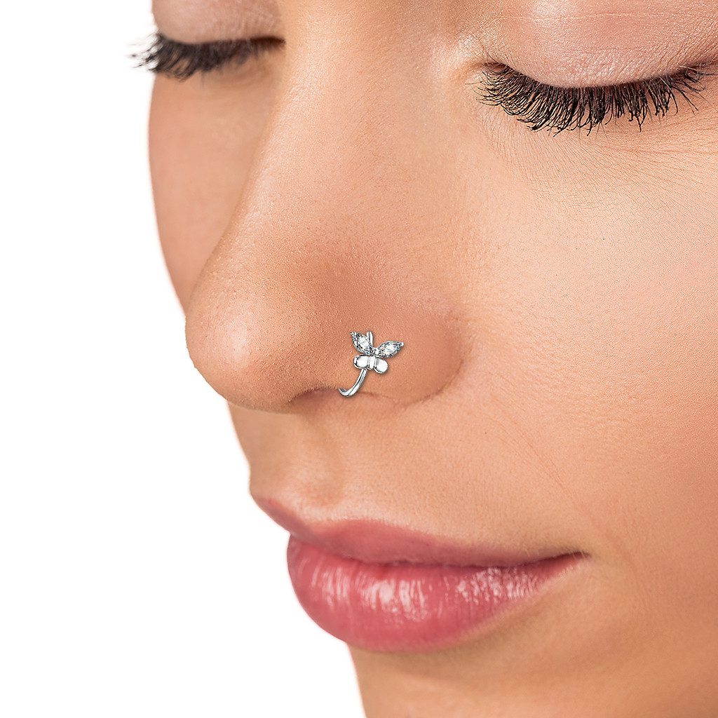 Taffstyle Nasenpiercing Piercing Schmetterling Chirurgenstahl Ohrpiercing Tragus Nasen Ring, Biegbarer Piercing Ring Zirkonia Schmetterling Schmuck Ohr Nase Lippe