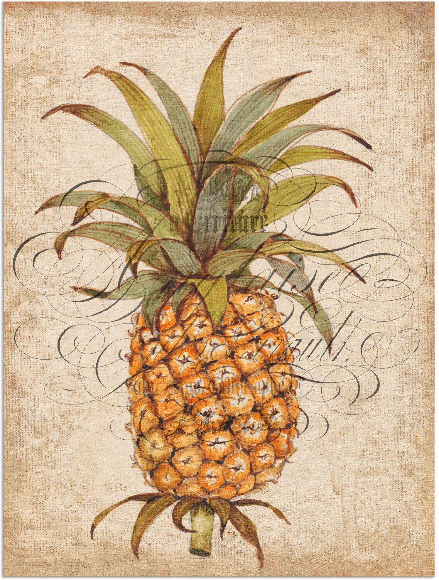 oder Leinwandbild, St), Wandbild Ananas Wandaufkleber II, Poster Größen Alubild, Artland versch. (1 in Lebensmittel als