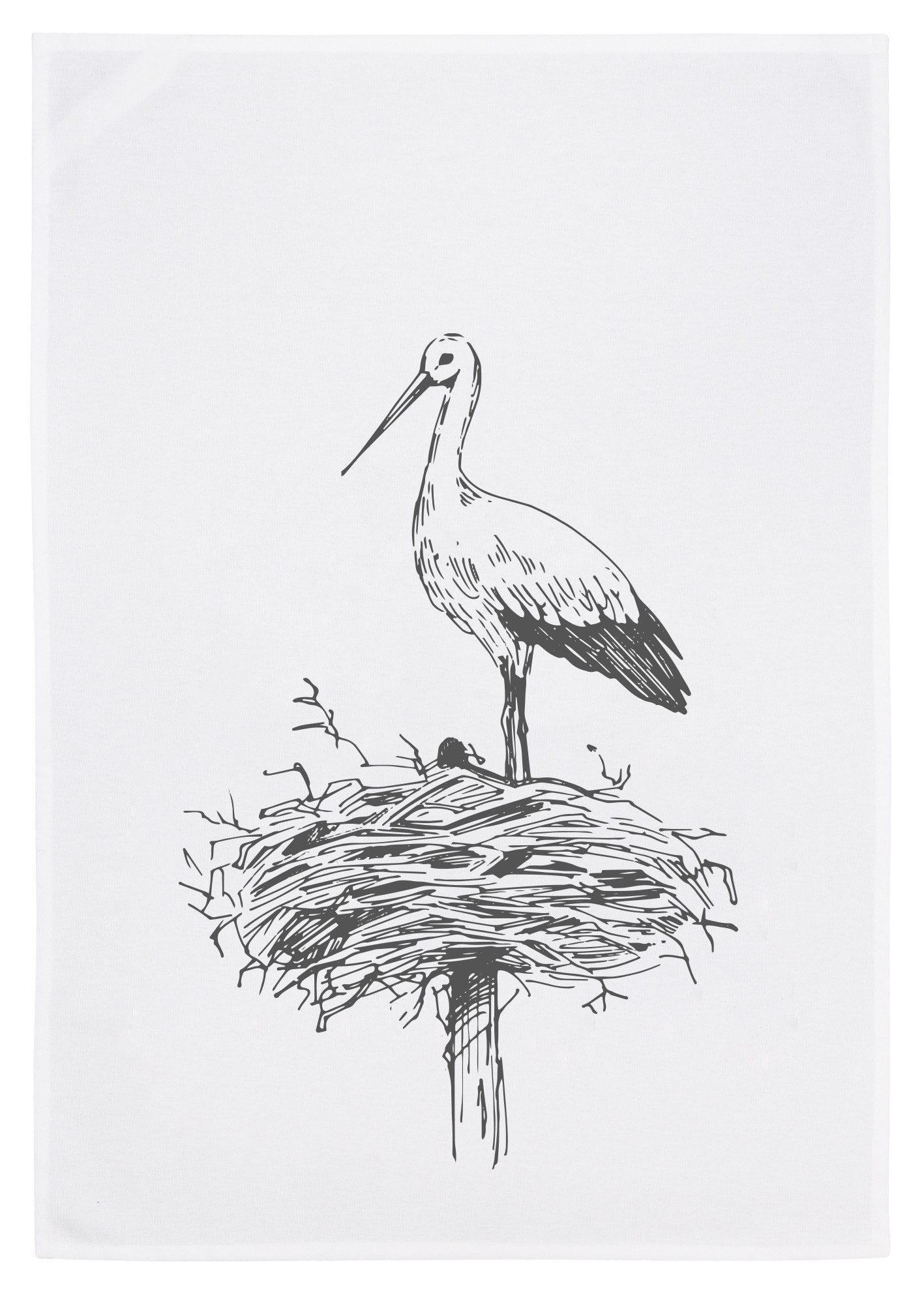 17;30 Hamburg Geschirrtuch Storch in Grau, (1-tlg)