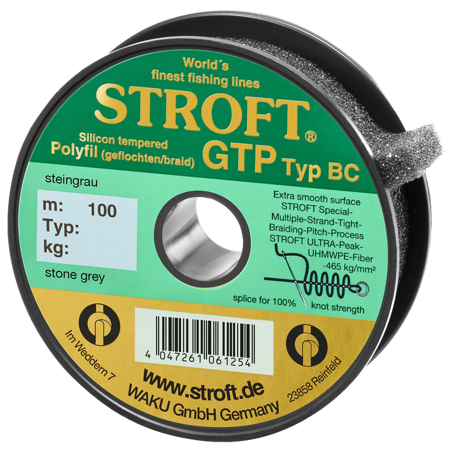 Stroft Angelschnur Stroft GTP Typ BC Baitcaster Schur Geflochten Grau, 100 m Länge, (1-St)