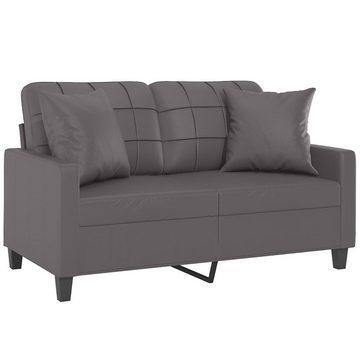vidaXL Sofa 2-Sitzer-Sofa mit Zierkissen Grau 120 cm Kunstleder