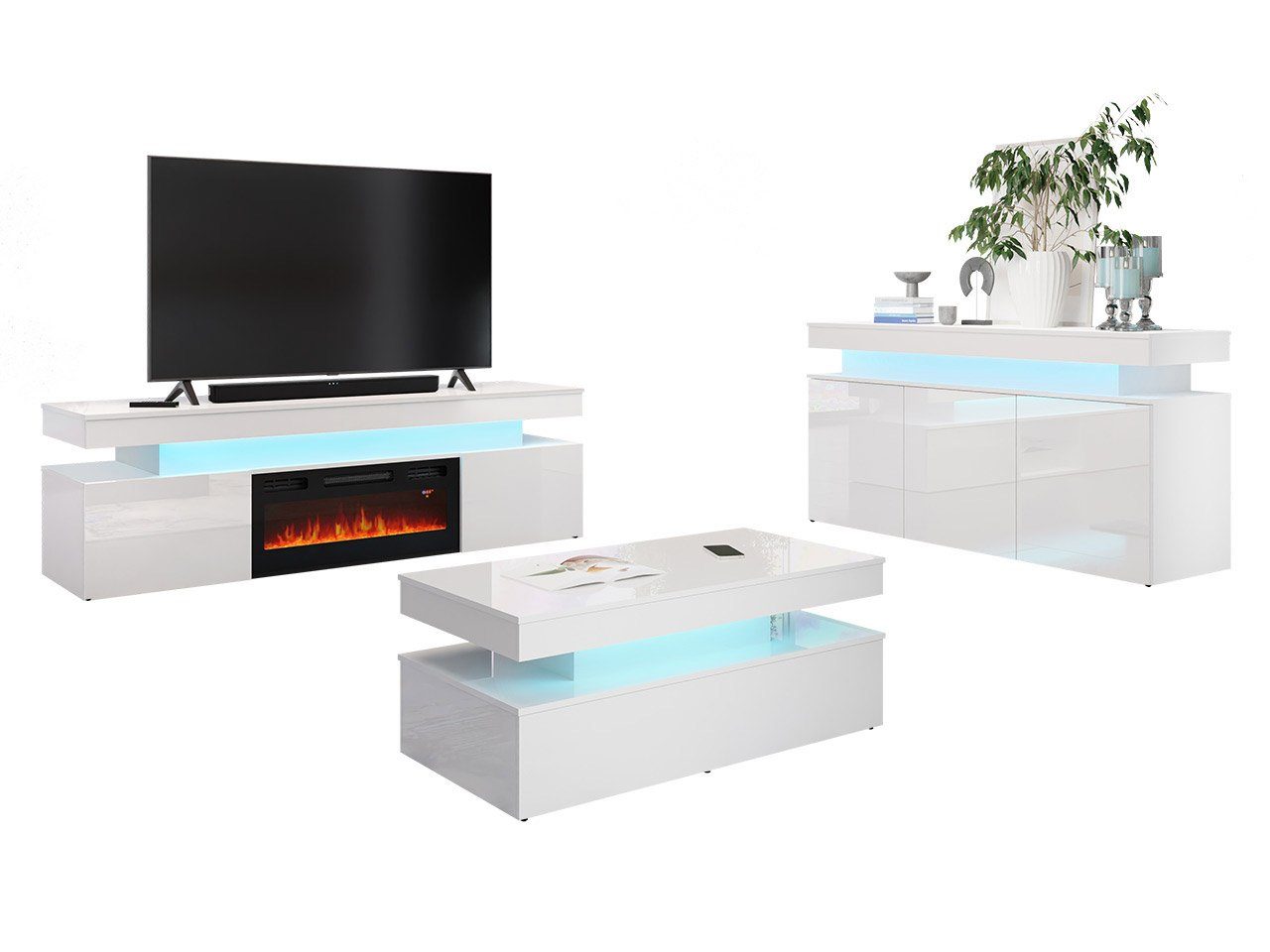 MIRJAN24 Wohnzimmer-Set Glossa II, (3er-Set, Kommode, günstig online kaufen