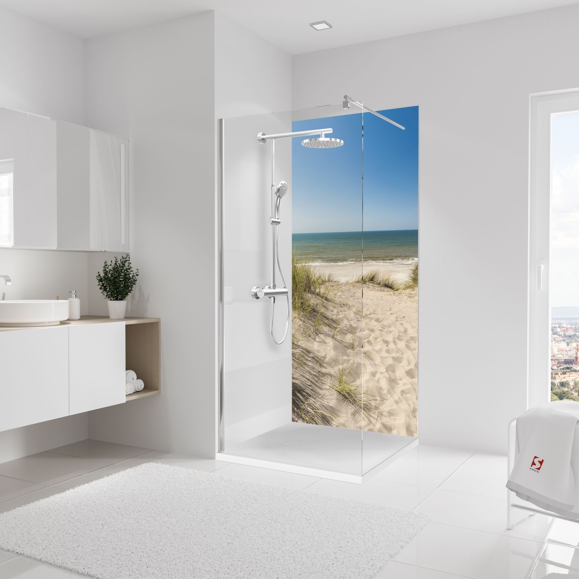 Schulte Badrückwand DecoDesign Foto Motiv Neue Dünen, (1 Platte à 90 x 210 cm), Wandverkleidung, Duschrückwand, fugenloser Fliesenersatz