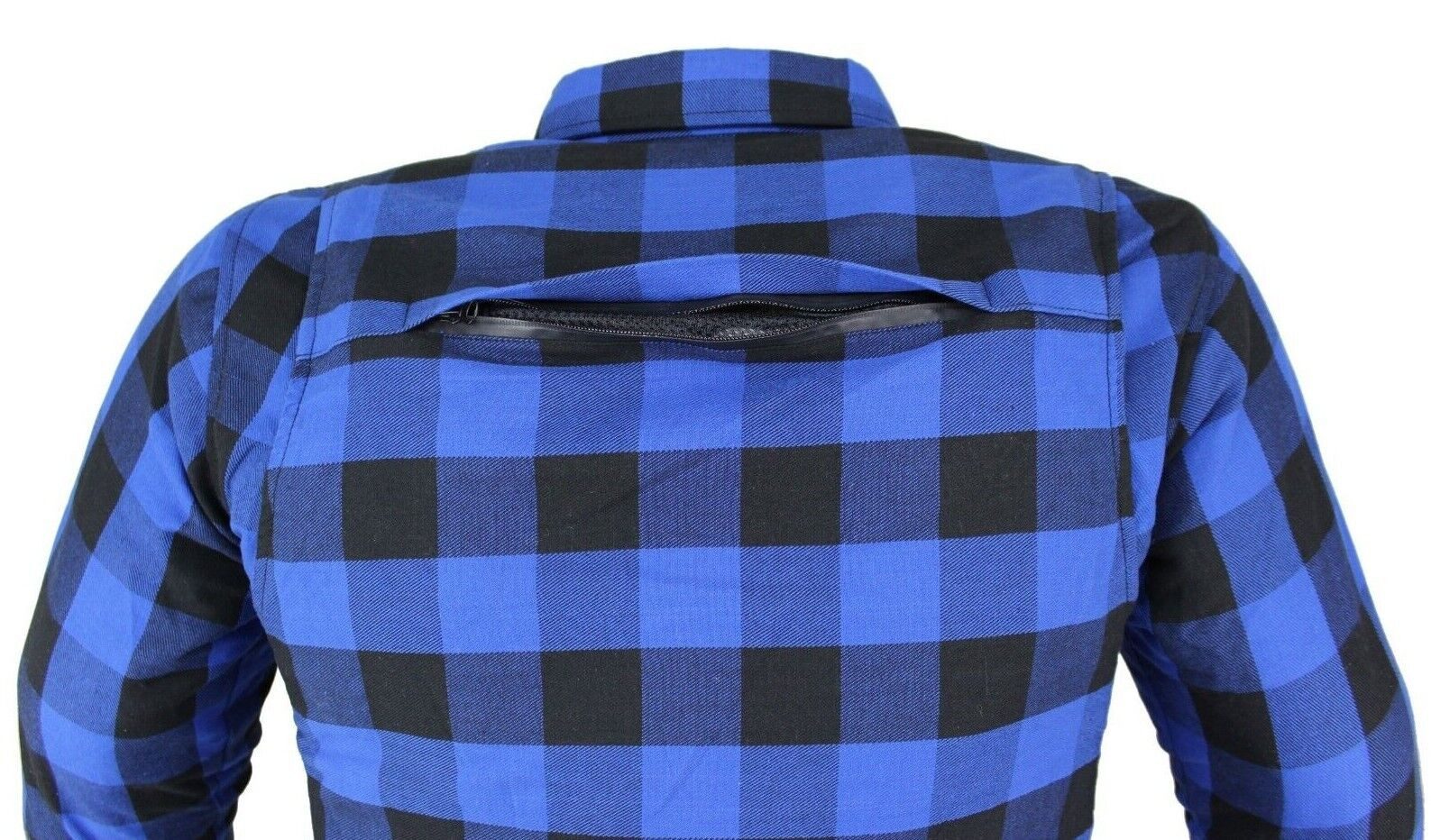 Alpha Speeds Motorradjacke Flanell-Holzfäller Motorrad KEV ARAMID Lumber Biker Hemd SLIM Blau (Wasserdicht & Winddicht & Atmungsaktiv + Belüftungstaschen / Motorradhemd) All Season, wasserdichte Reißverschlüsse, mit Protektoren