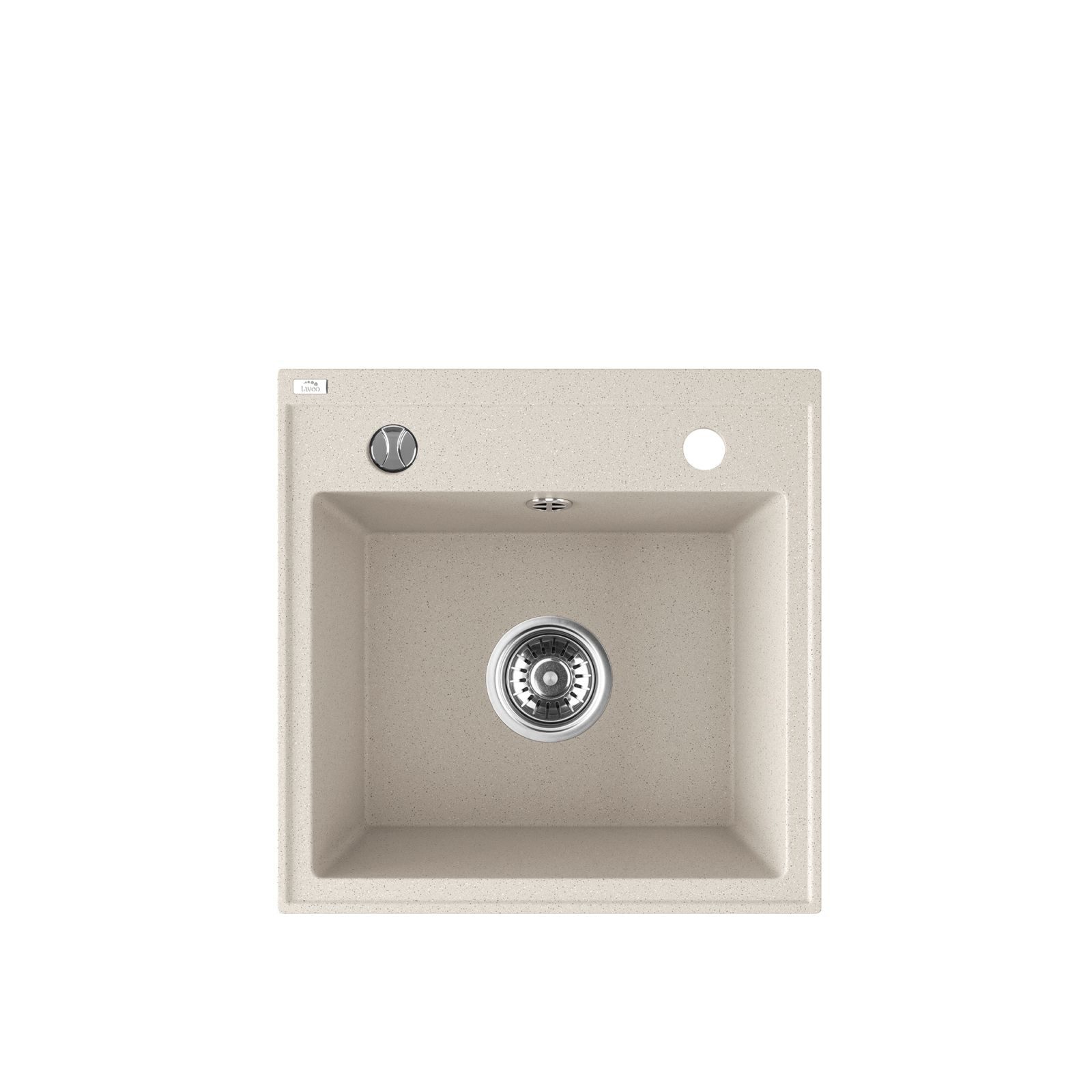 Granitspüle Einbauspüle TRZYNASTKA aus Granit (44×44 cm), 1 Becken, beige, matt, rechteckig, matt, Granitspüle, Rechteckspüle, Spülbecken, Küchenausstattung