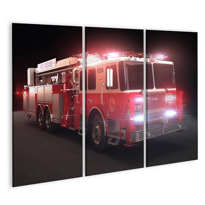islandburner Leinwandbild Bild auf Leinwand Feuerwehrauto Mit Lichtern Teil Eines First Responde