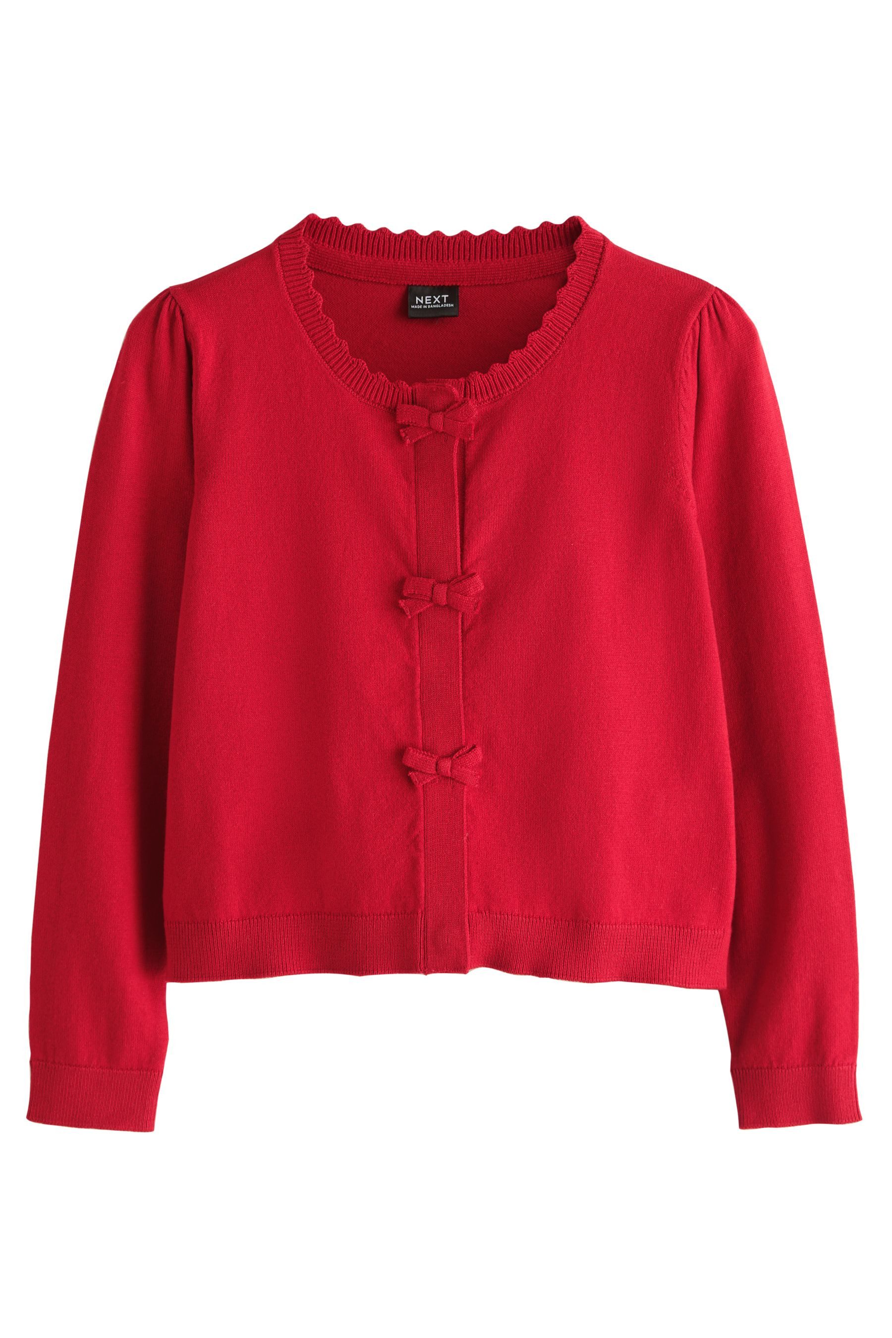 Next Strickjacke Schul-Jacke mit Zierschleifen mit Baumwolle (1-tlg)
