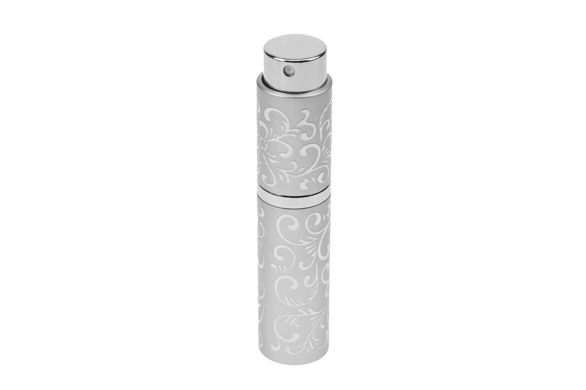 Fantasia Beauty Parfümzerstäuber Taschenzerstäuber mit dem "Dreh" 10 ml silber (1 St), Aluminium, Glaseinsatz, eindrehbarer Zerstäuberkopf, für 10 ml