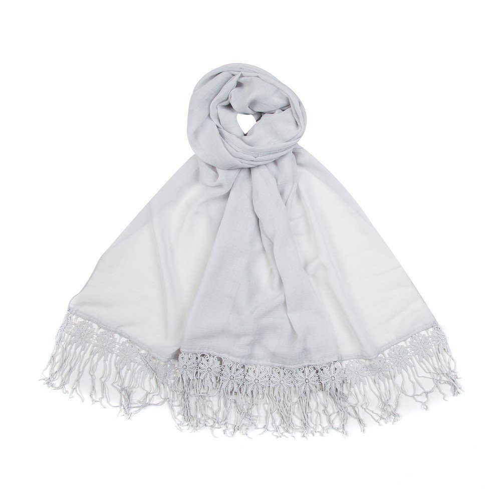 Modescout Stadler Modeschal Sommer Schal mit Fransen, Sehr hochwertiges Material Grau