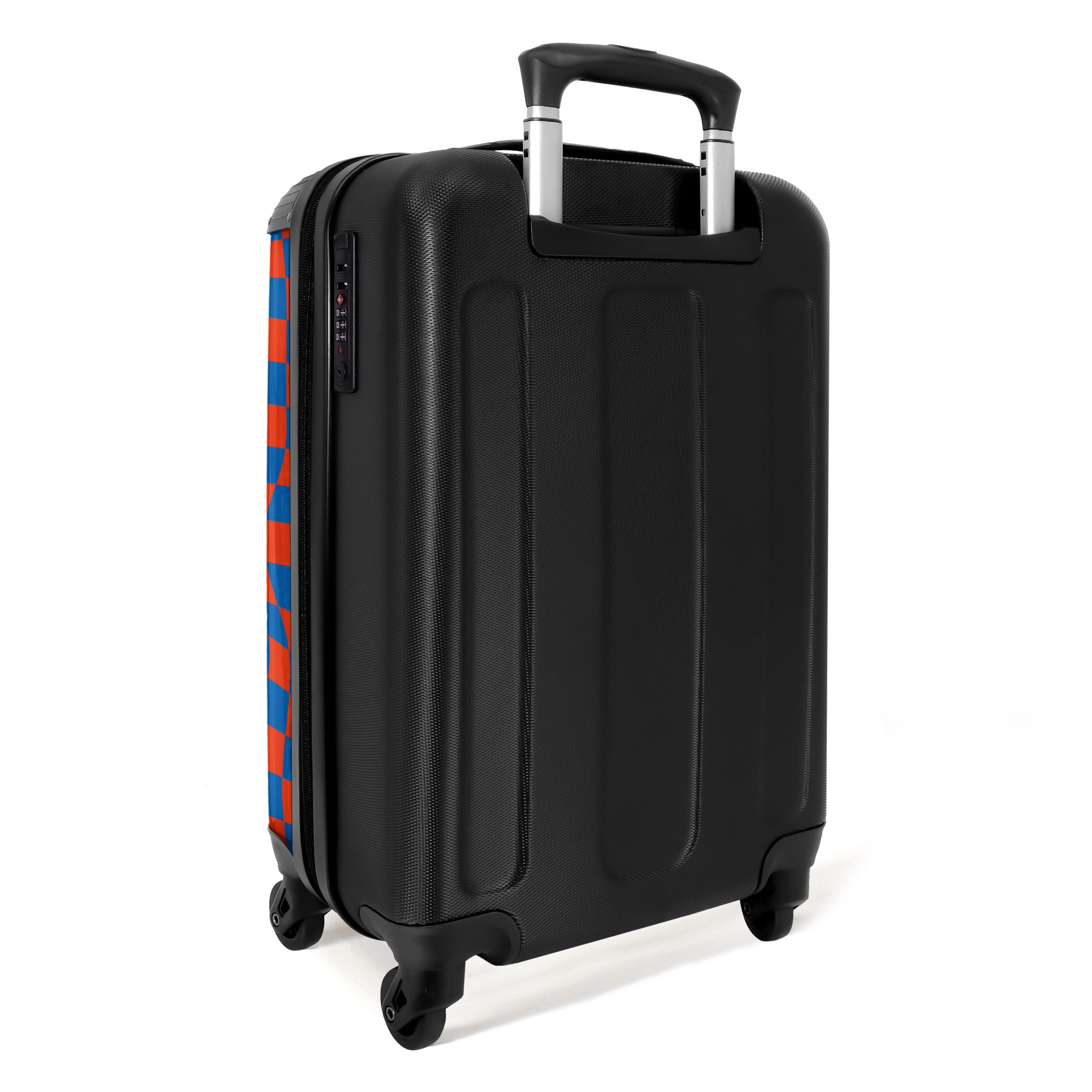NoBoringSuitcases.com© Hartschalen-Trolley Gewellter rot-blau karierter Druck 55x35x20cm, 4 Rollen, Reisekoffer mit 4 Rollen, Carry on luggage, Männer