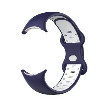 Wigento Smartwatch-Armband Für Google Pixel Watch 1 + 2 Silikon Sport Armband Größe L Blau / Weiß