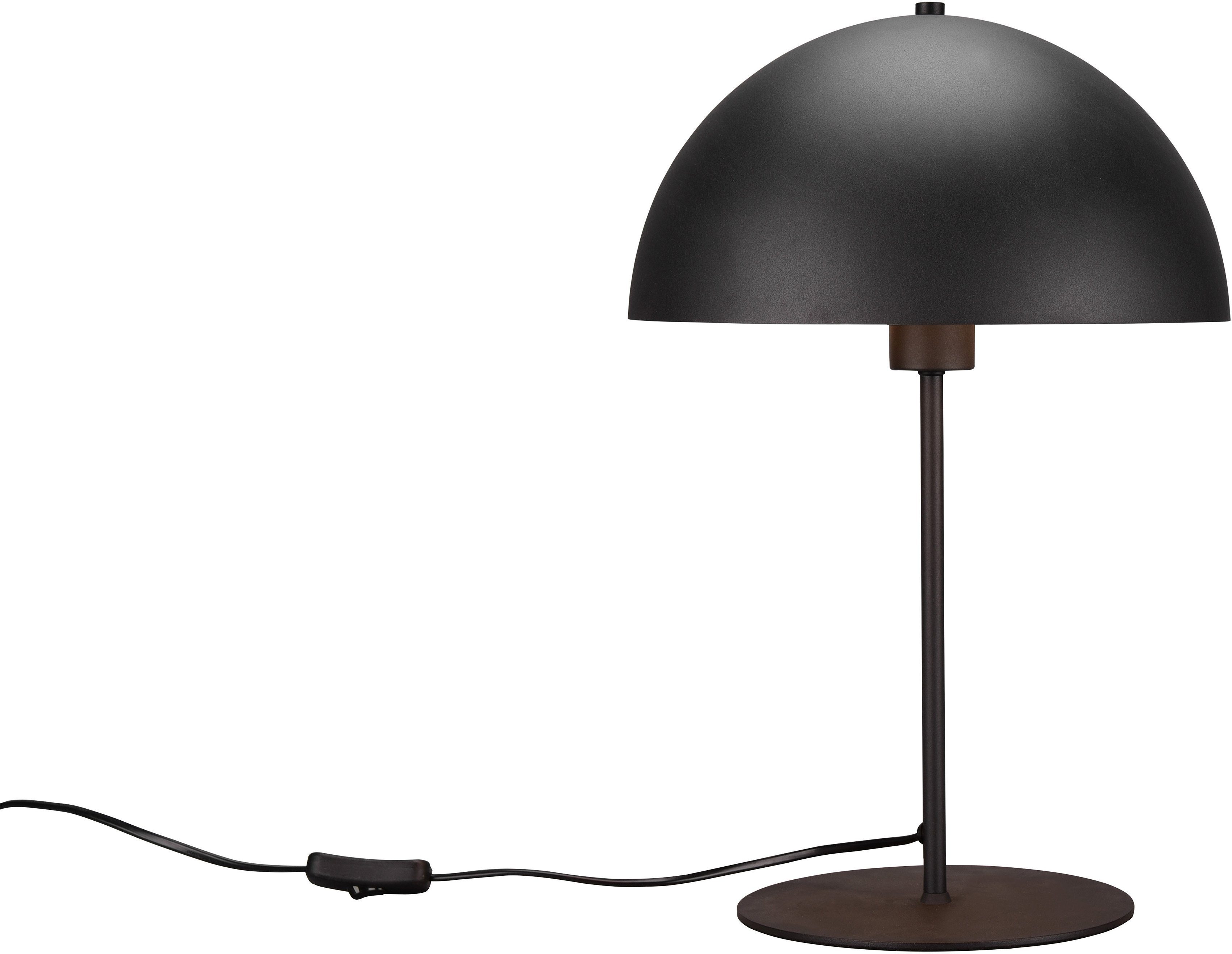 Leonique Tischleuchte Manon, Ein-/Ausschalter, ohne Leuchtmittel, Ø 30cm, Tischlampe mit Metallschirm innen goldfarbig, Schnurschalter schwarz matt | Tischlampen