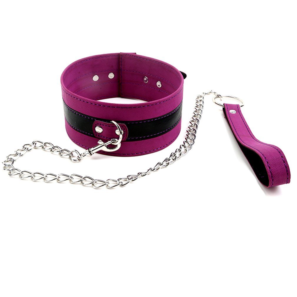 Erotik-Halsband Halsband-Geschirr mit Leine Ketten Lila, PVC-Packung, 1-tlg.