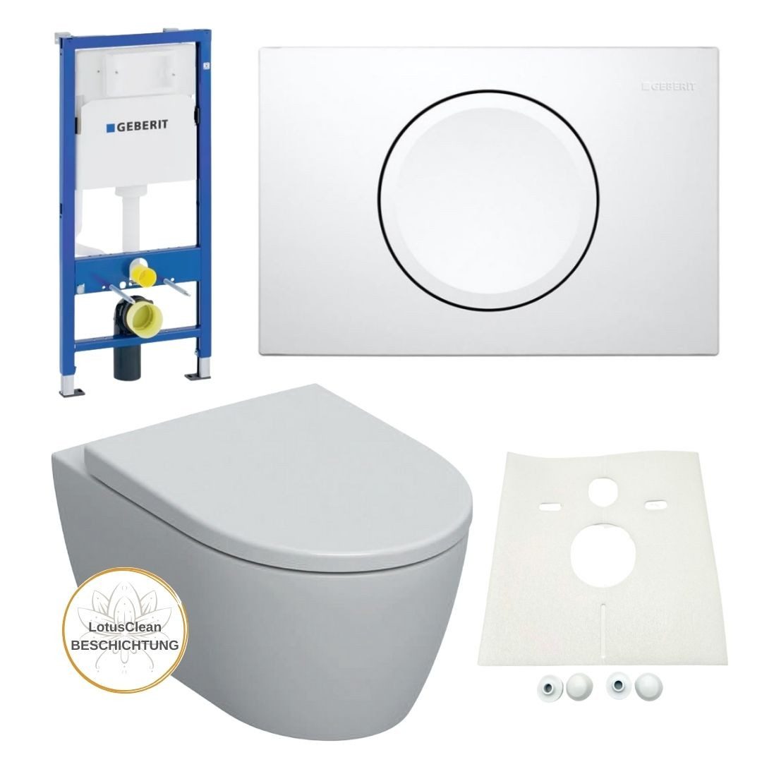 Vorwandelement WC Geberit Spülkasten Icon WC spülrandlos beschichtet