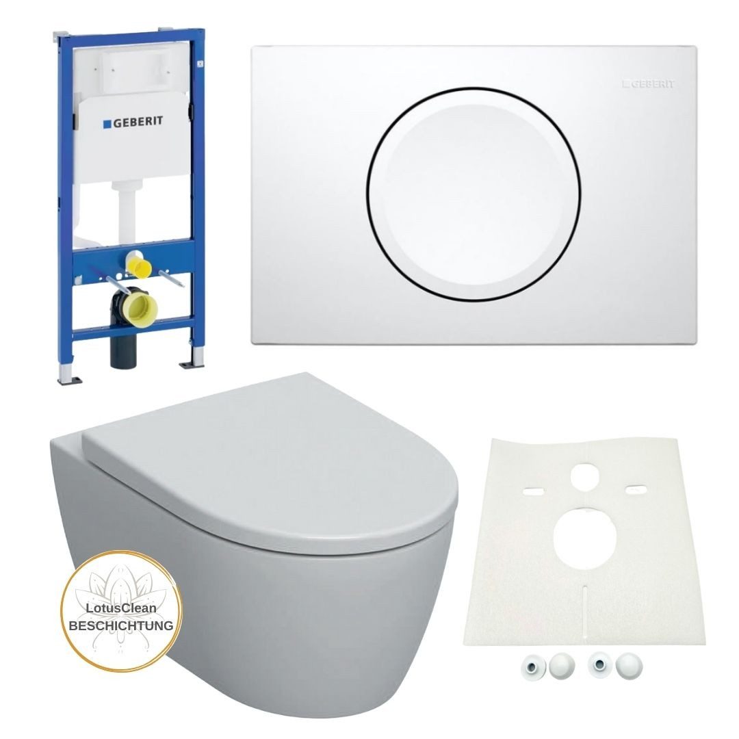 GEBERIT Vorwandelement WC Geberit Spülkasten Icon WC spülrandlos beschichtet, Spar-Set