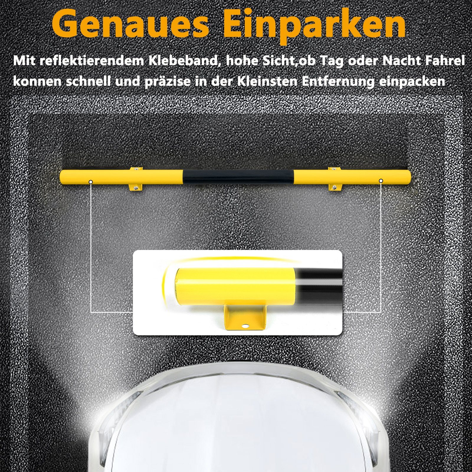 AUFUN Schwarz und Gelb (180x13.5x9.5cm, Metall 1-St) für Garage Parkstopper Radstopper Garage,