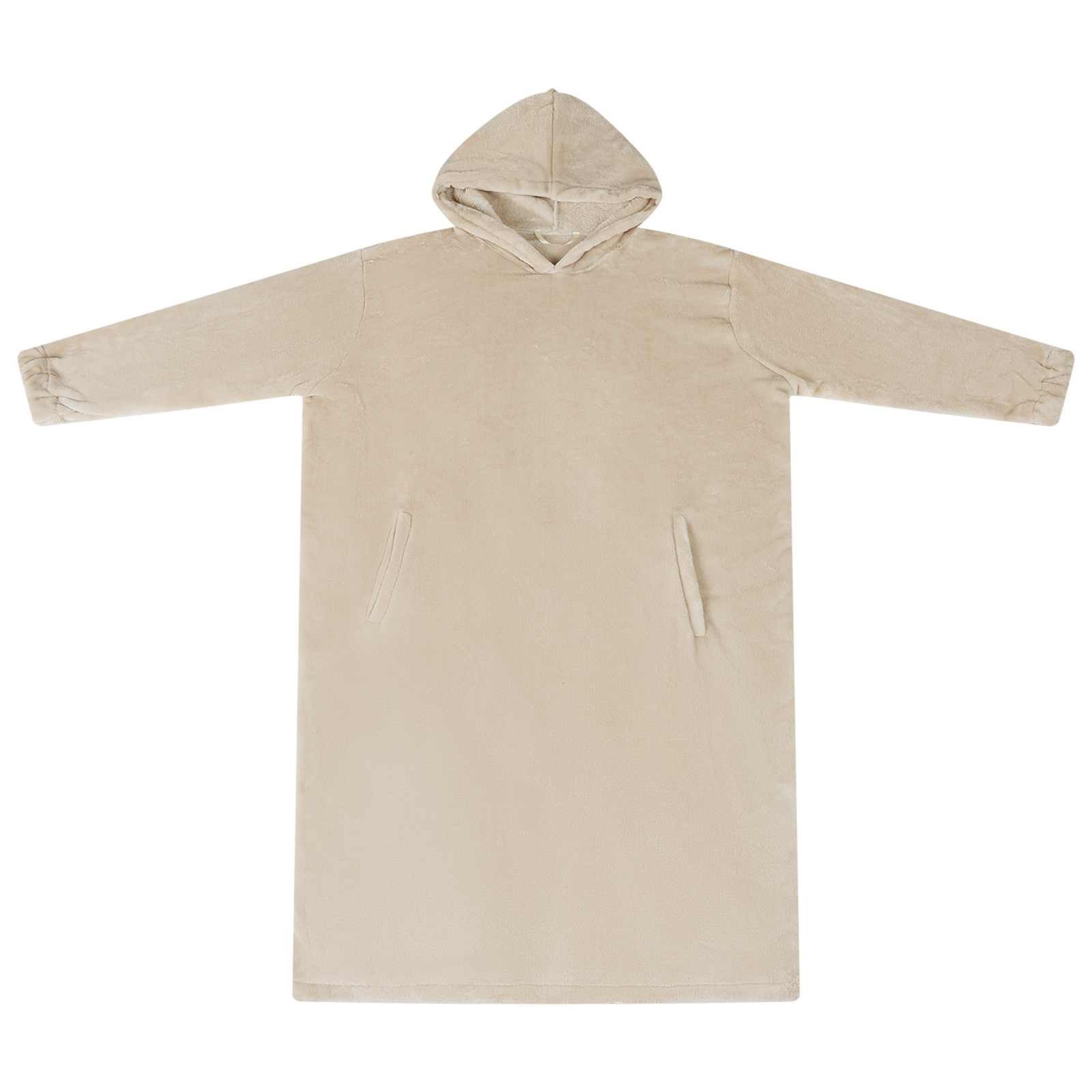 vidaXL Damenbademantel S Decken-Hoodie Beige S Flanell, 100% Baumwolle
