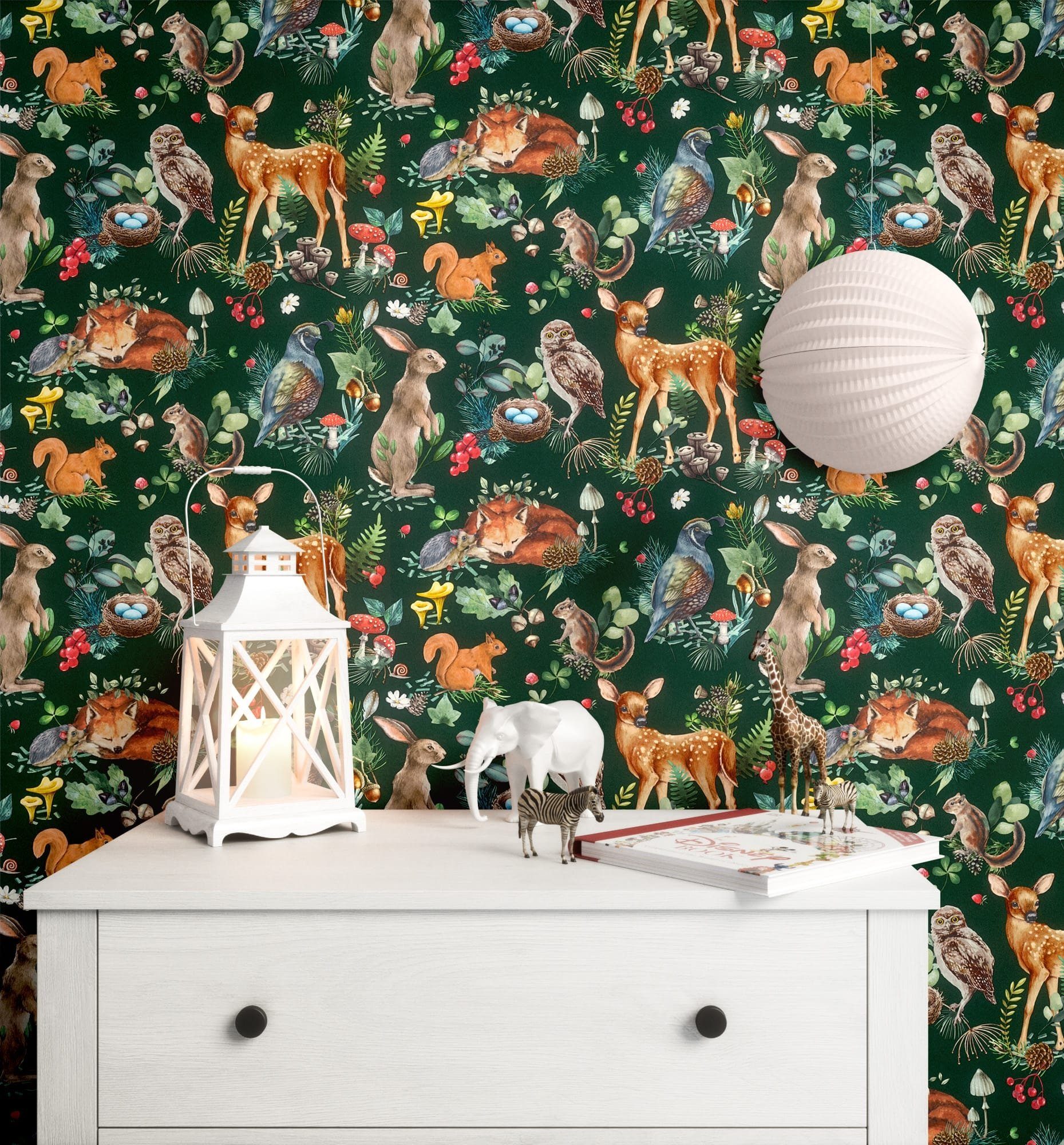 Newroom Vliestapete, Grün Tapete Kinder Tiere günstig online kaufen