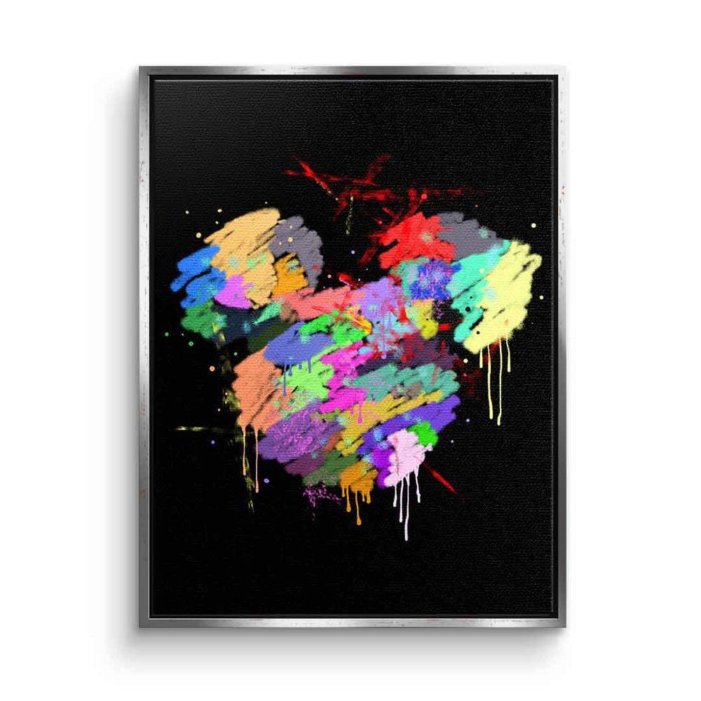 DOTCOMCANVAS® Leinwandbild, Leinwandbild Micky Maus Rahmen Graffiti Pop schwarz premium mit Rah Art ohne Comic