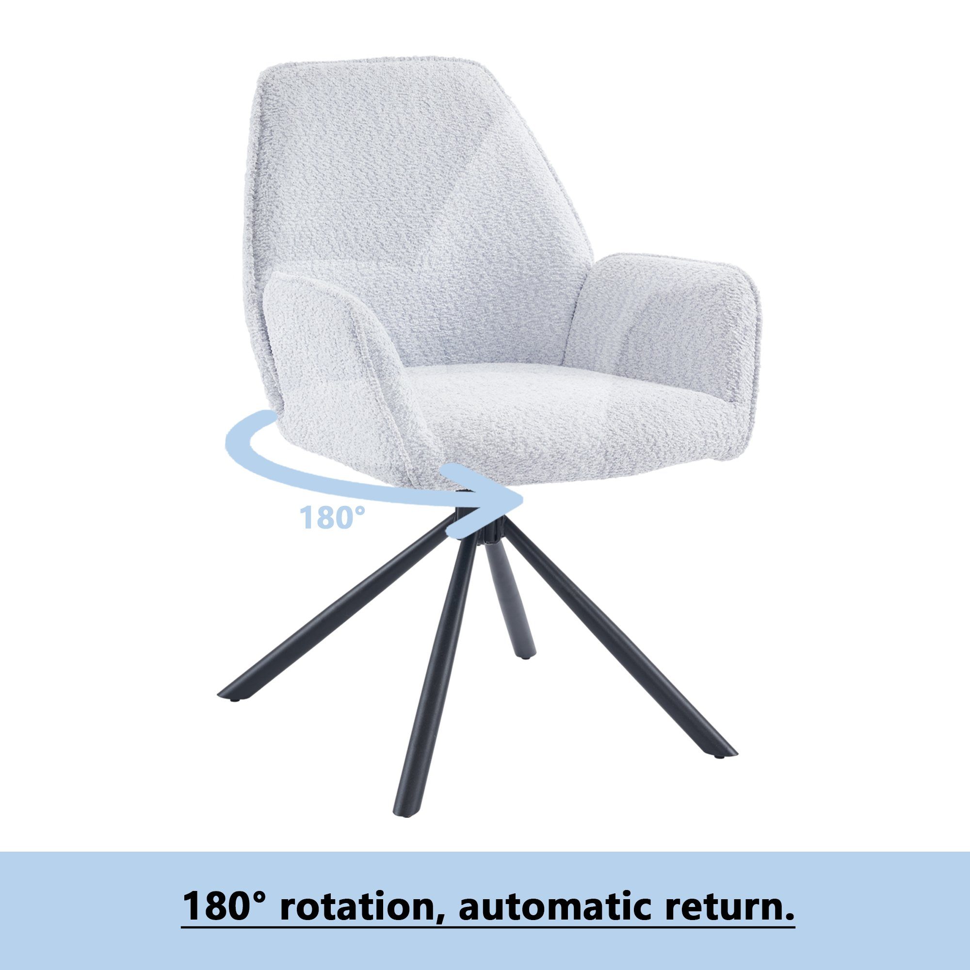 Grau Ulife 180° Polsterstuhl, Esszimmerstuhl, TV-Sessel (1-St), Freizeitstuhl drehbarer Drehsessel einzelner Sofastuhl drehbarer