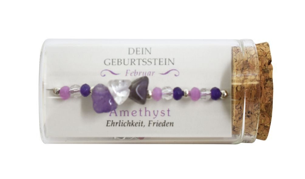 Jojo Armband "Februar" Geburtsstein Armband im Gläschen
