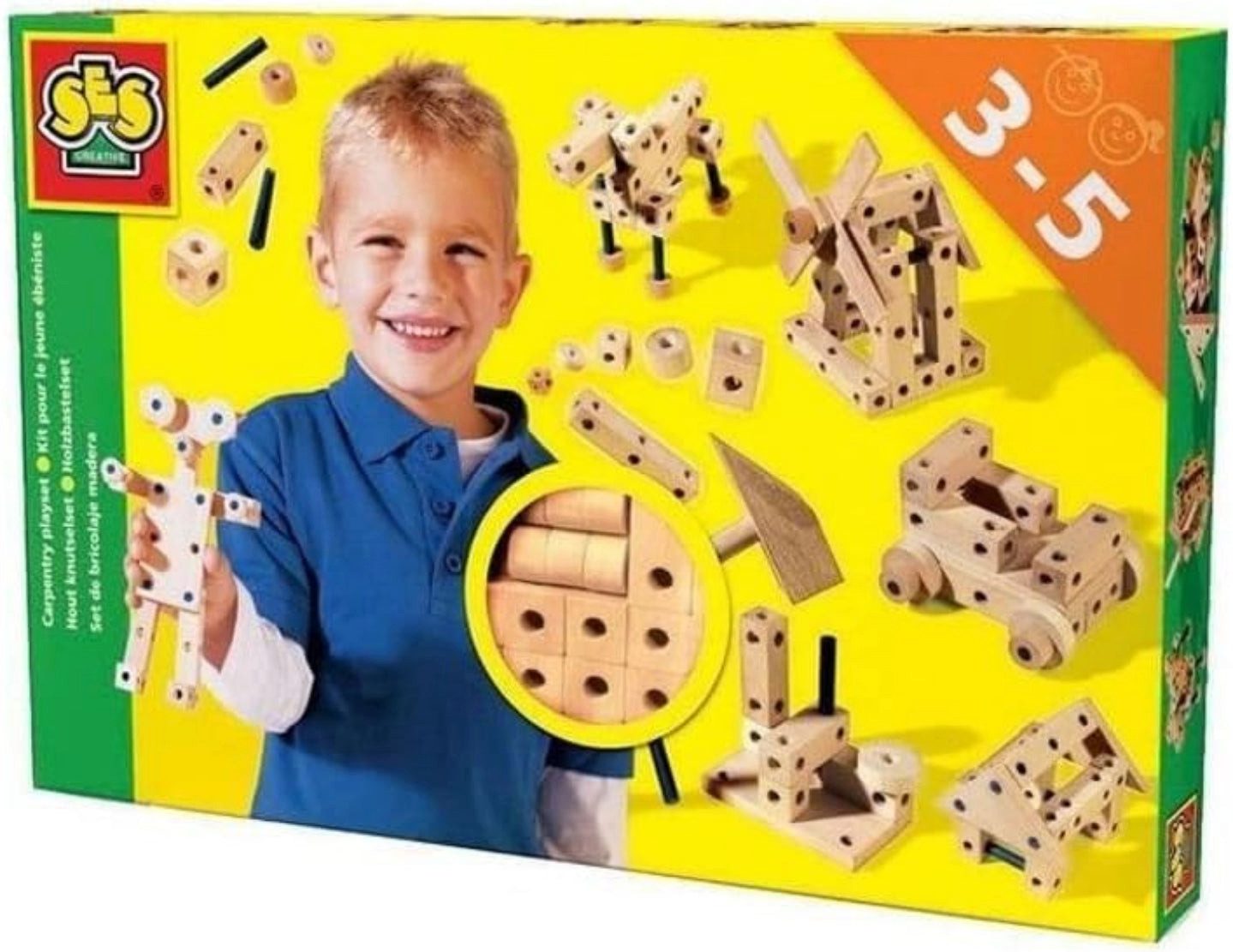 SES Creative Spiel SES Holzkonstruktionsset - Kreatives Bauen mit Holz