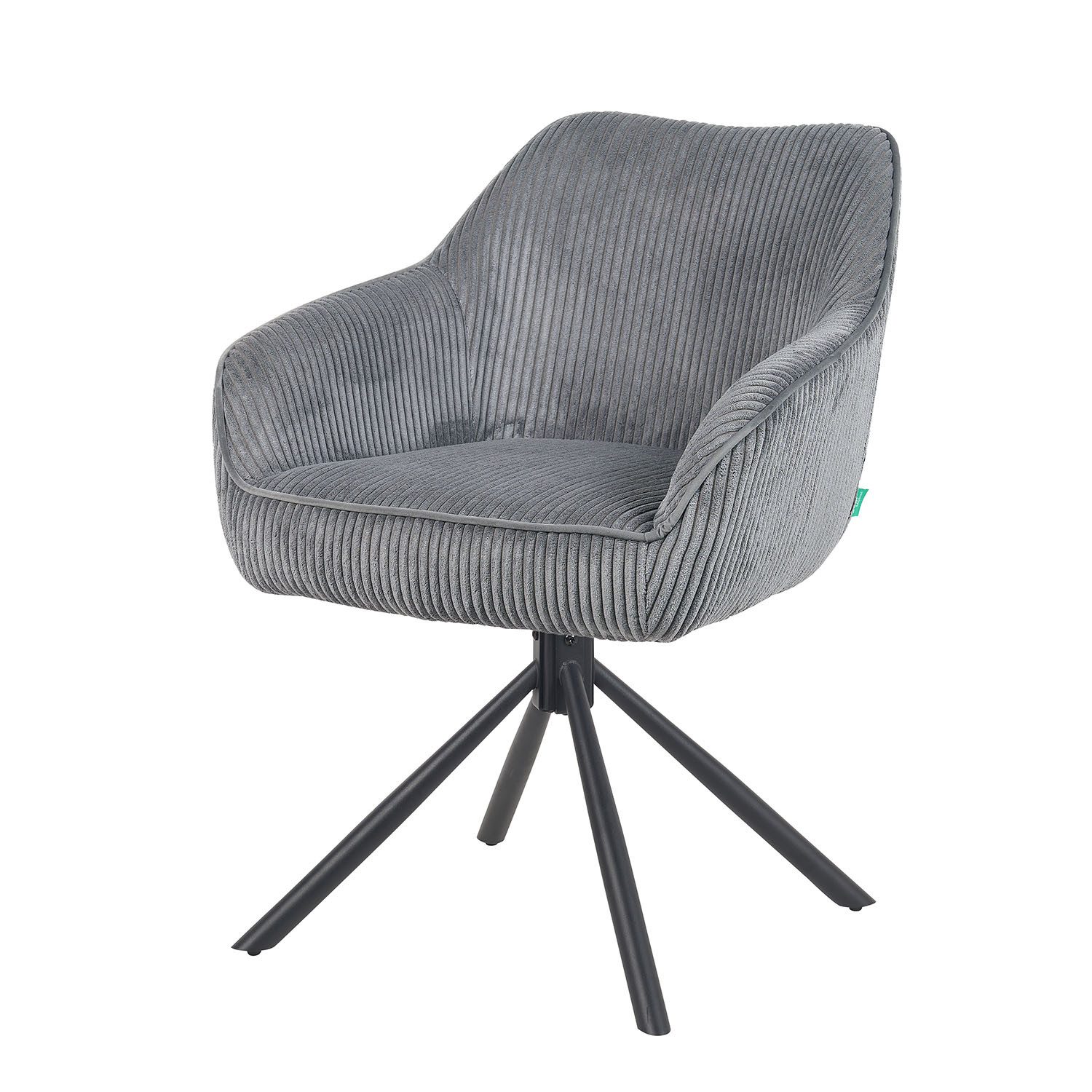 DUBI Möbel Polsterstuhl Mika-Maya, Federkern, pulverbeschichtet, 360° drehbar im 2er-Set