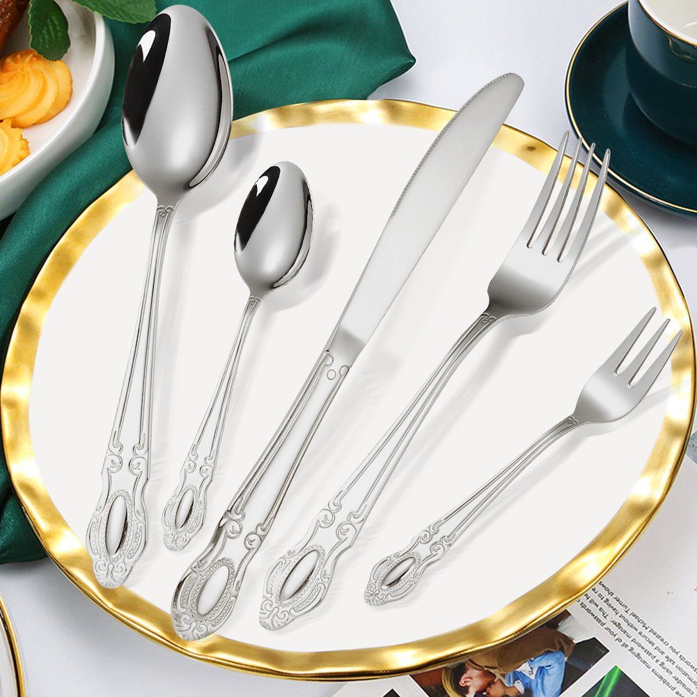 KingLux Besteck-Set 40teilig Royal Besteck Set 8 Personen Edelstahl poliert glänzend (40-tlg), 8 Personen, Edelstahl – Bild 5 von 5