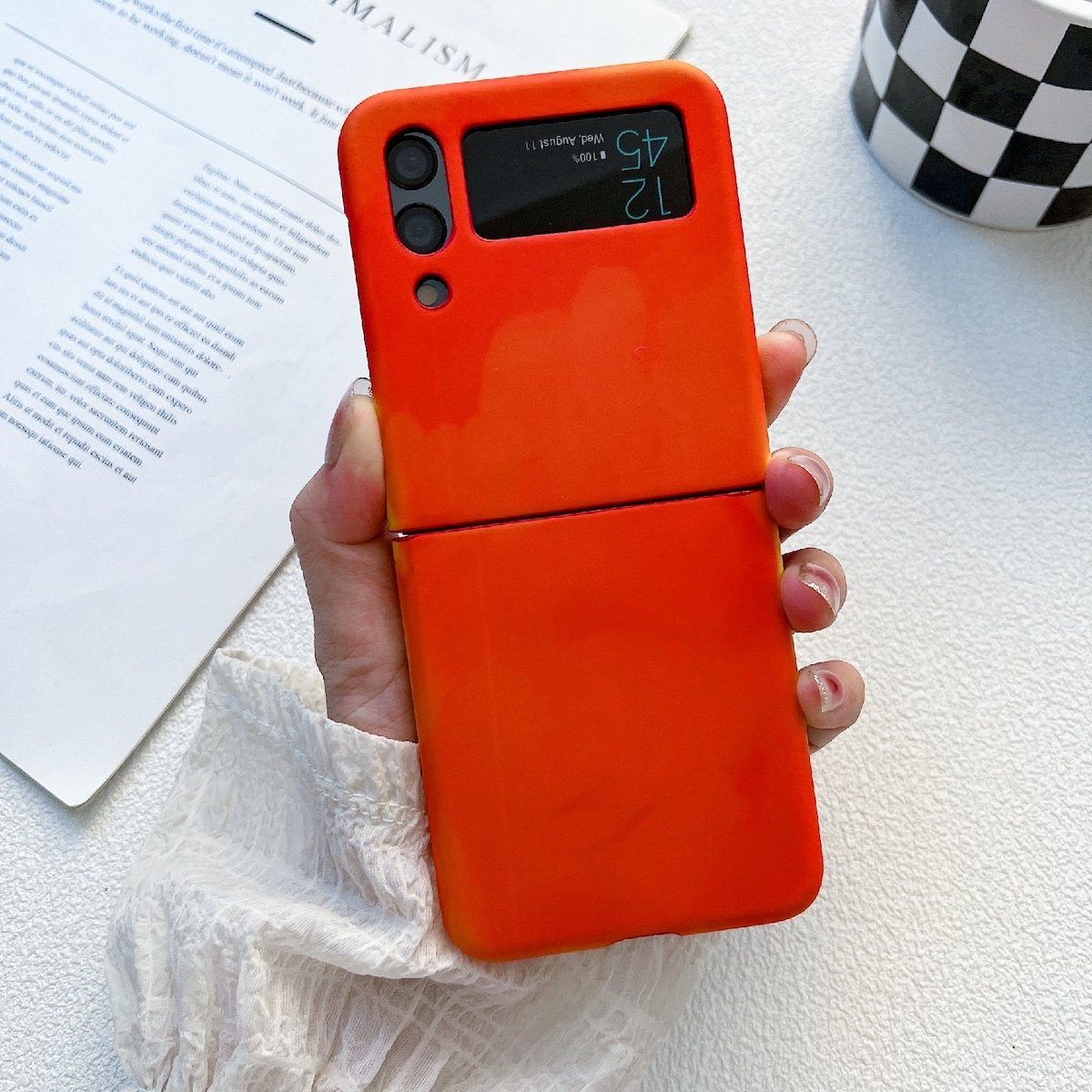 Handyhülle Für Samsung Galaxy Z Flip4 wärmeempfindliche Silikon-Schutzhülle (Orange) Schutz Cover Handy Tasche
