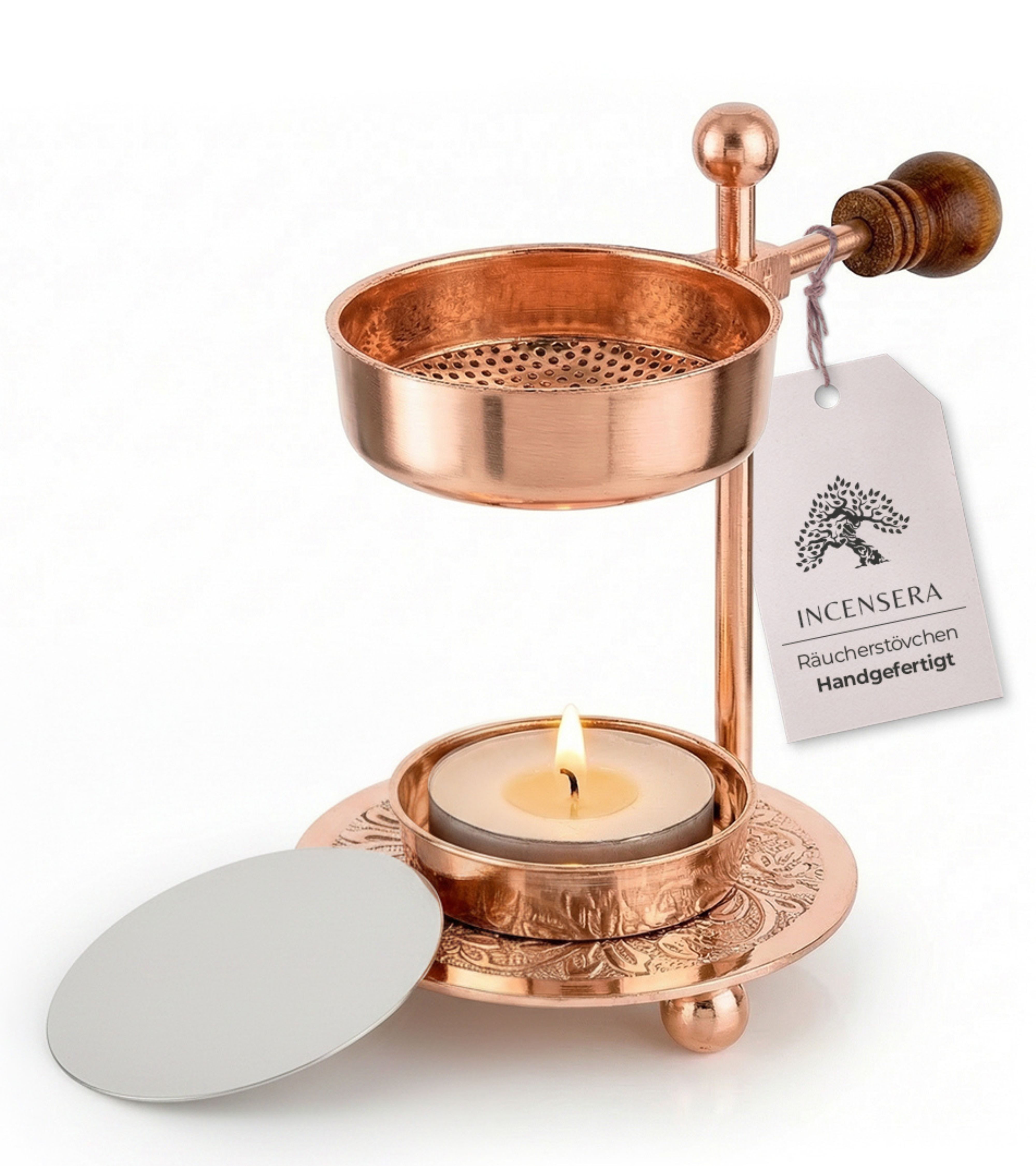 Incensera Räucherstövchen Räuchergefäß mit Sieb – Räuchergefäß für Weihrauch, Harze und Kräuter