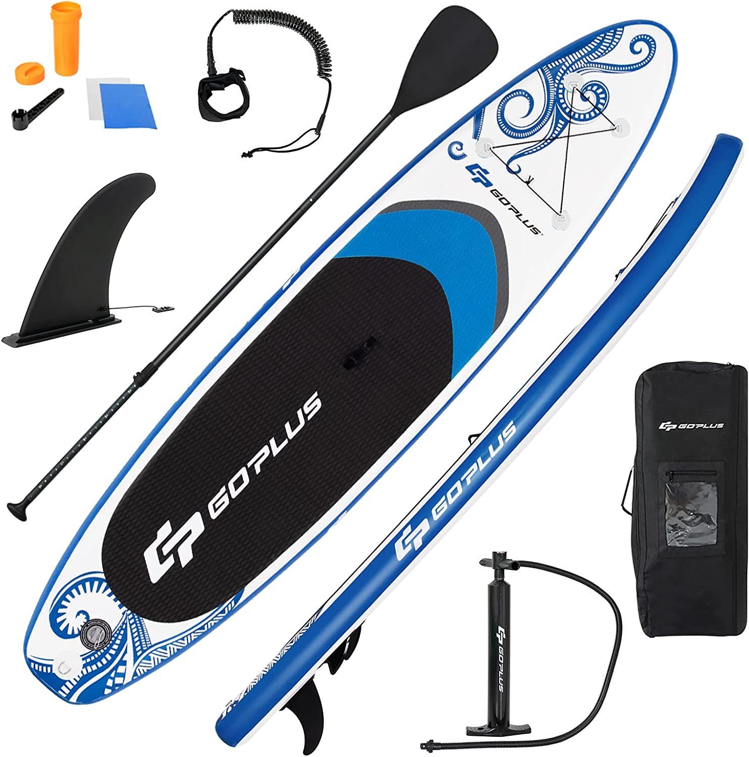 KOMFOTTEU SUP-Board Aufblasbare Paddle Board, bis 150 kg grau