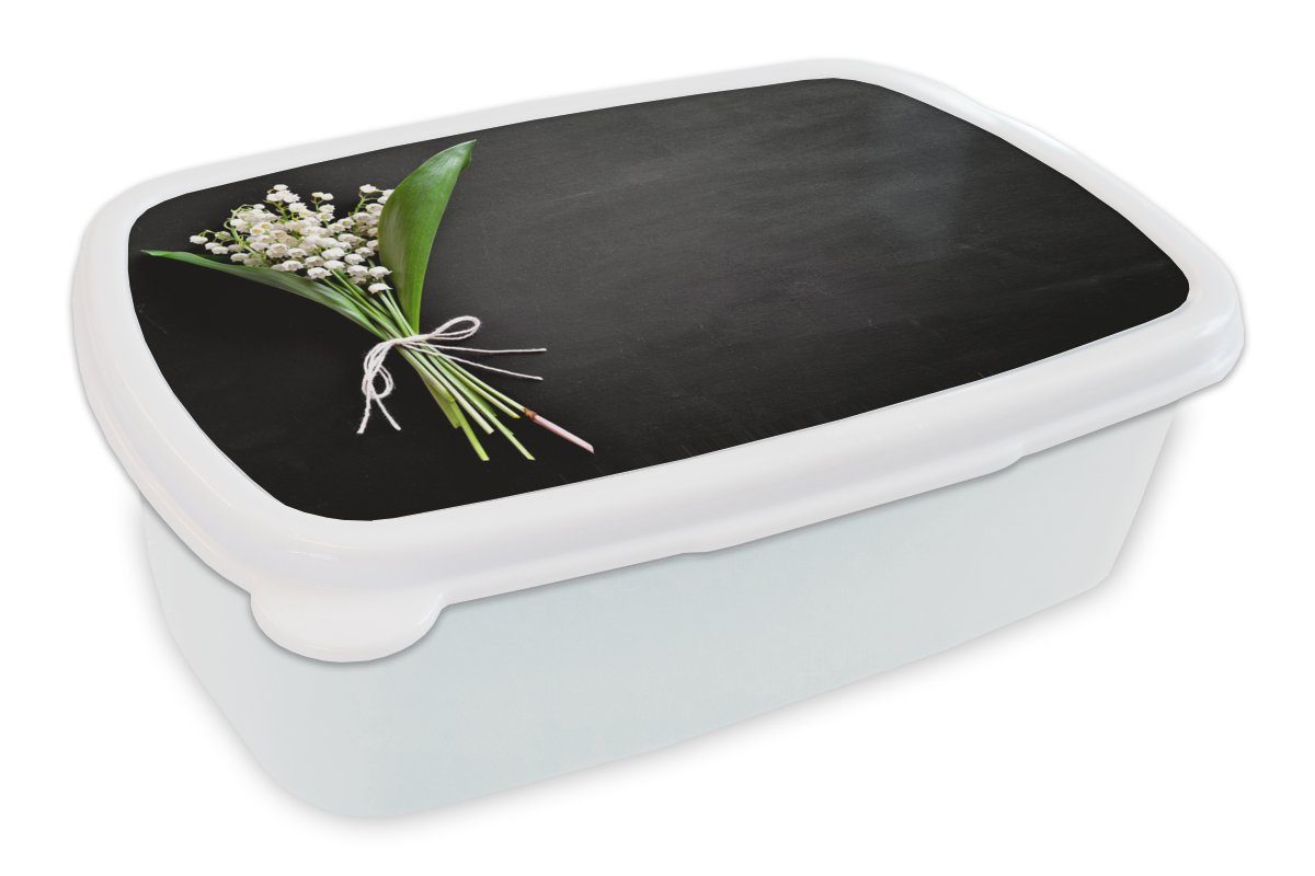 MuchoWow Lunchbox Blumen-5-1-1, Kunststoff, (2-tlg), Brotbox für Kinder und Erwachsene, Brotdose, für Jungs und Mädchen weiß | Lunchboxen
