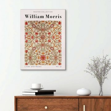 Posterlounge Leinwandbild William Morris, Lilies and Roses No. 32, Wohnzimmer Vintage Malerei