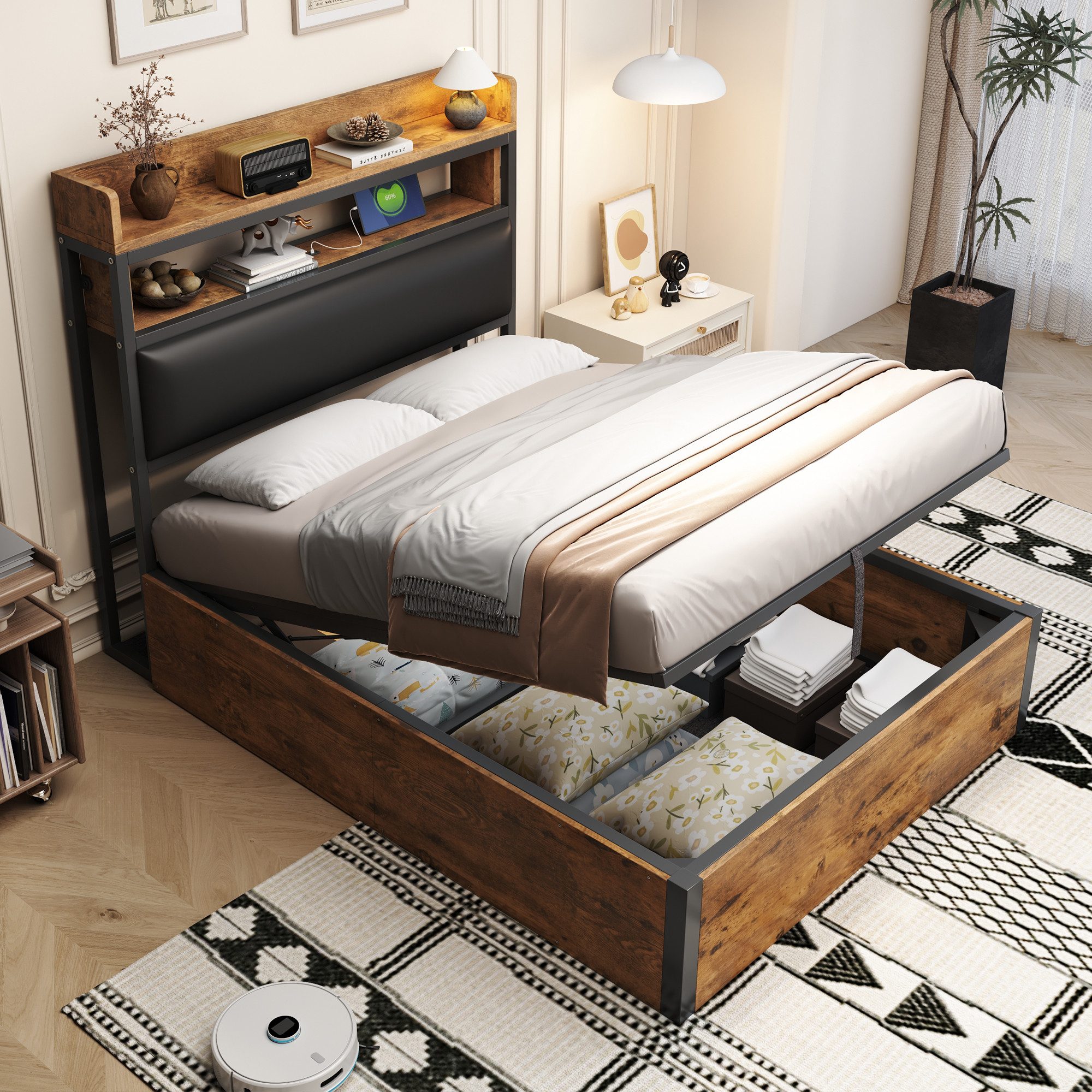 STILVORA Polsterbett 90×200 Funktionbett mit matratze,Holzbett günstig online kaufen