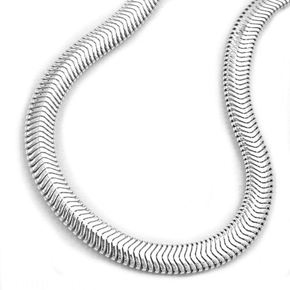 unbespielt Silberkette Halskette 4 mm Schlangenkette flach glänzend 925 Silber  42 cm, Silberschmuck für Damen und Herren