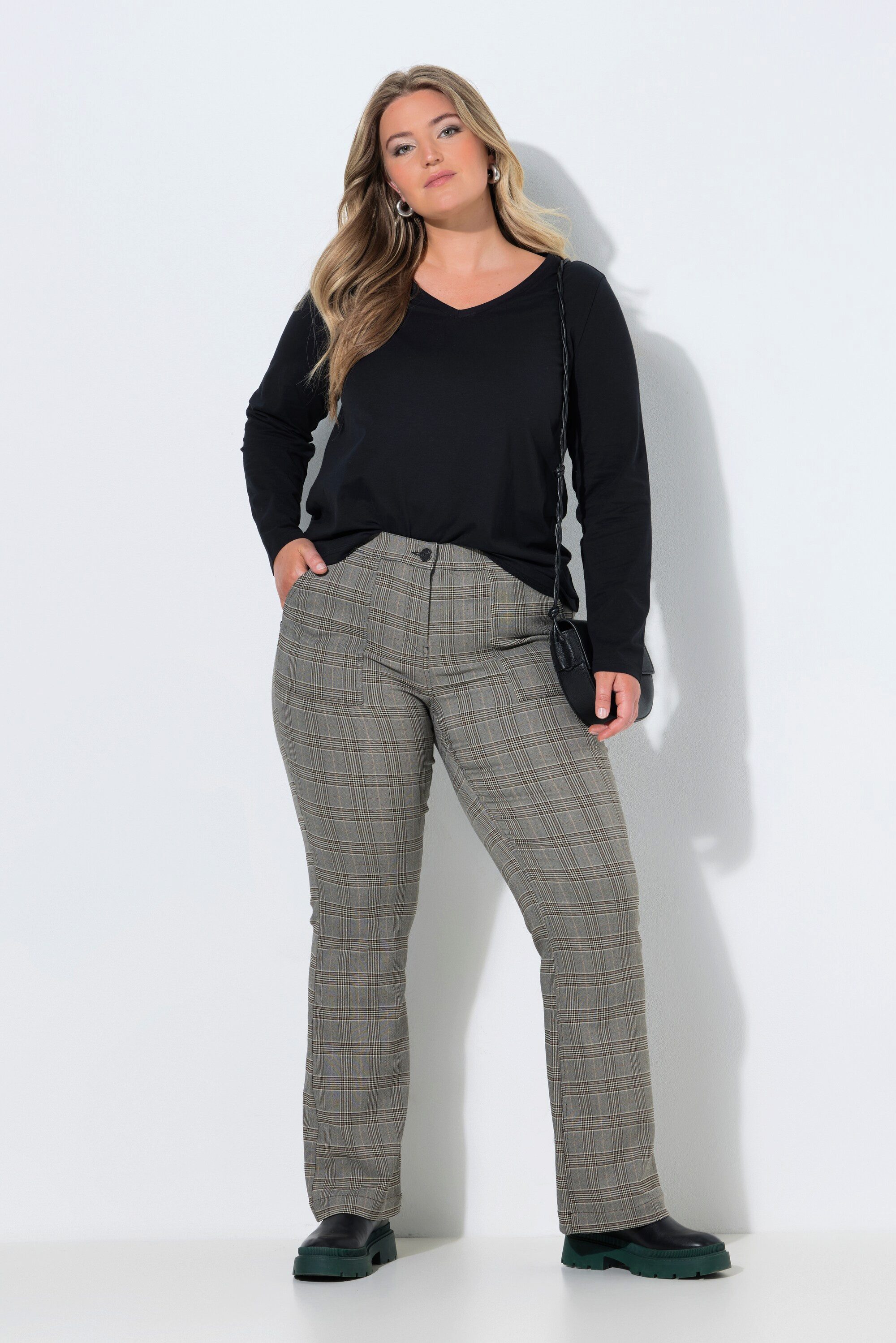 Ulla Popken Stretch-Hose Hose Marie Bengalin innen weich angeraut Bootcut