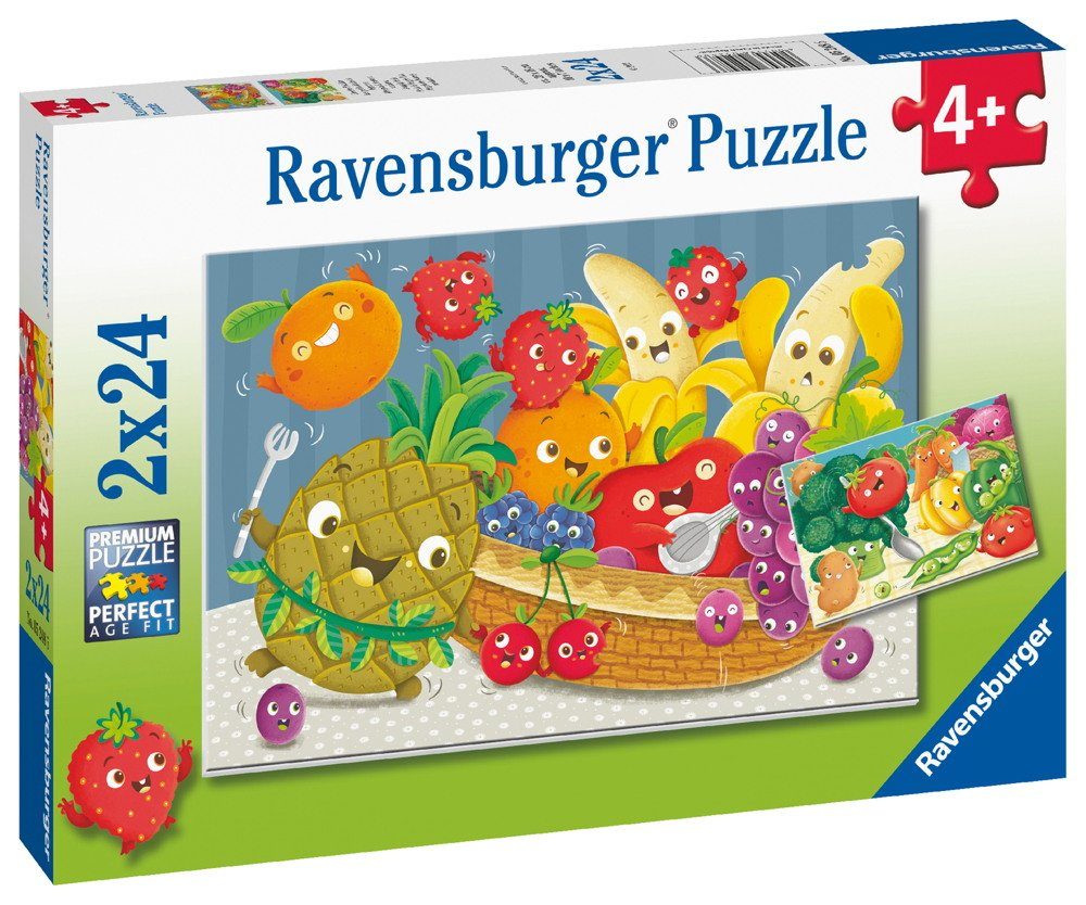 Ravensburger Puzzle 2 x 24 Teile Ravensburger Kinder Puzzle Freche Früchte 05248, 24 Puzzleteile