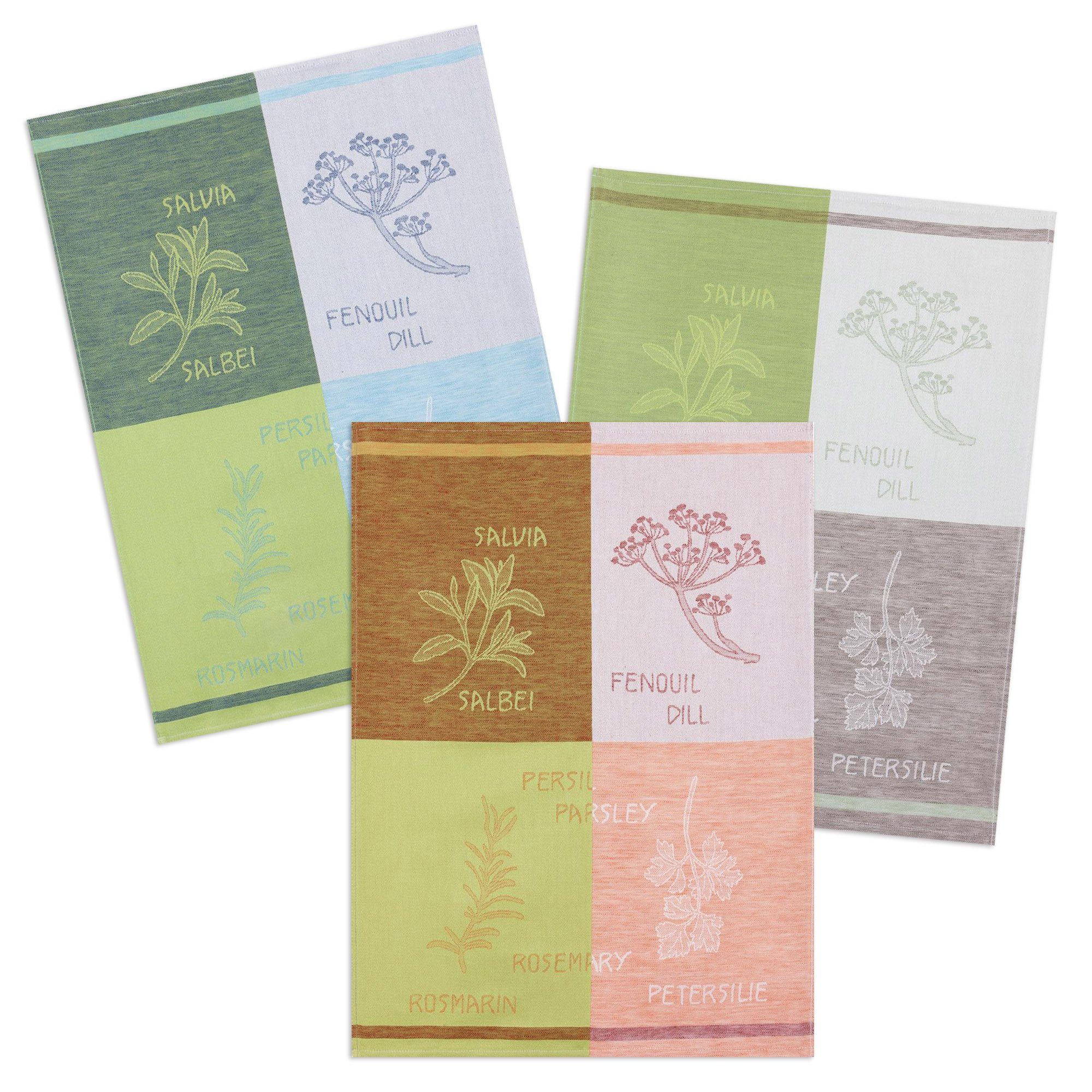 Kracht Geschirrtuch Küchenkräuter, (Set, 3-tlg., Set), 3er Pack Geschirrtüc günstig online kaufen