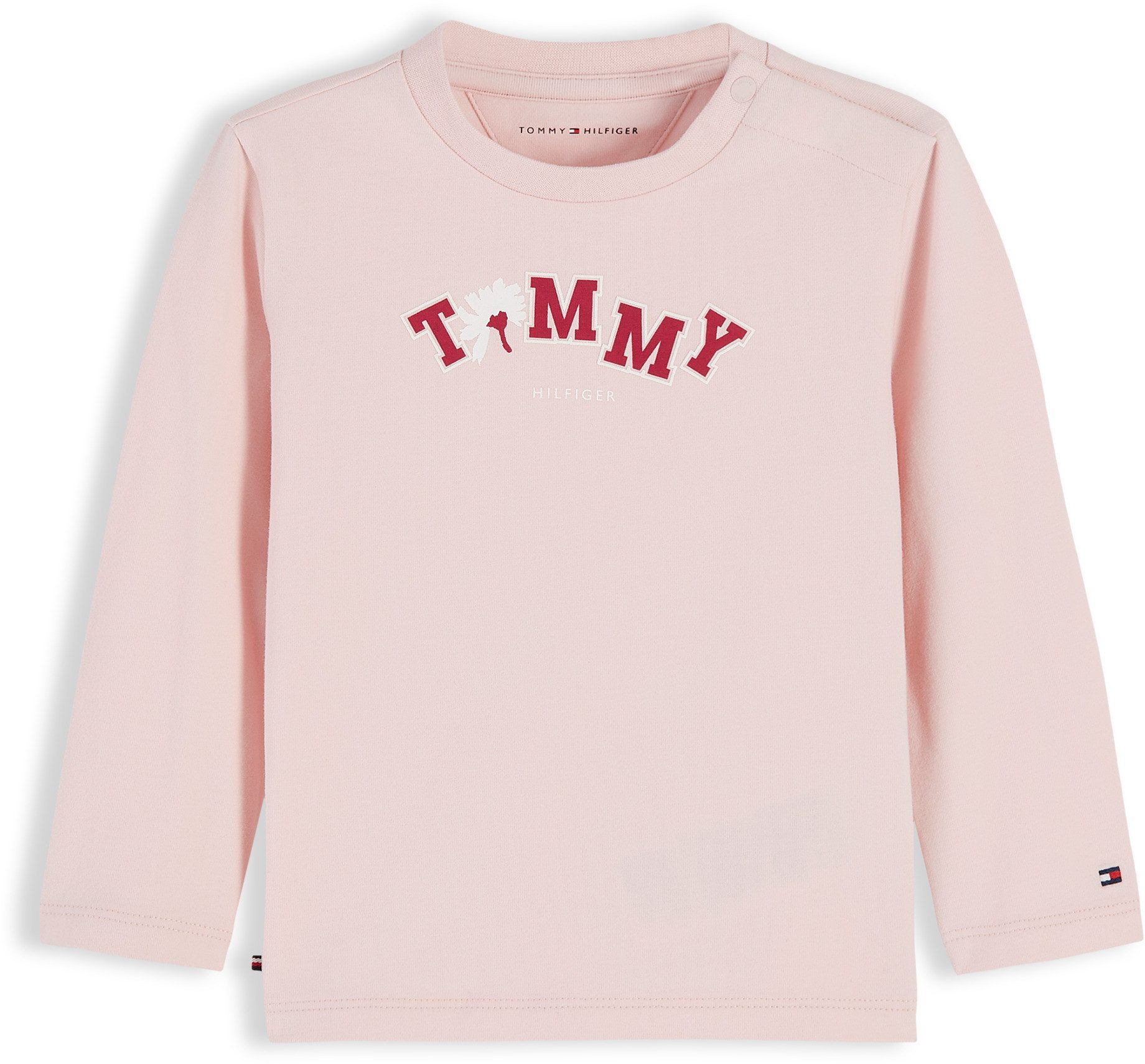 Tommy Hilfiger Langarmshirt Ausschnitt mit Druckknopf, Regular Fit, Baumwollmischung, für Babys