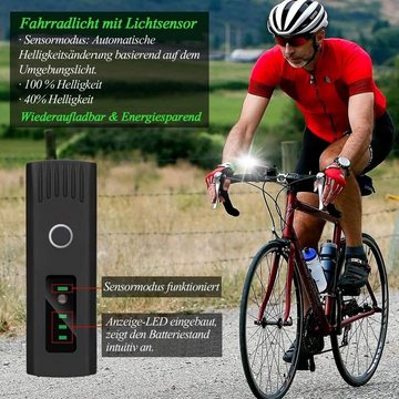 Gontence Fahrradbeleuchtung LED Fahrradlampen-Set, Radsportausrüstung für den Außenbereich, mit Front & Rücklicht mit Akku, Wasserdicht