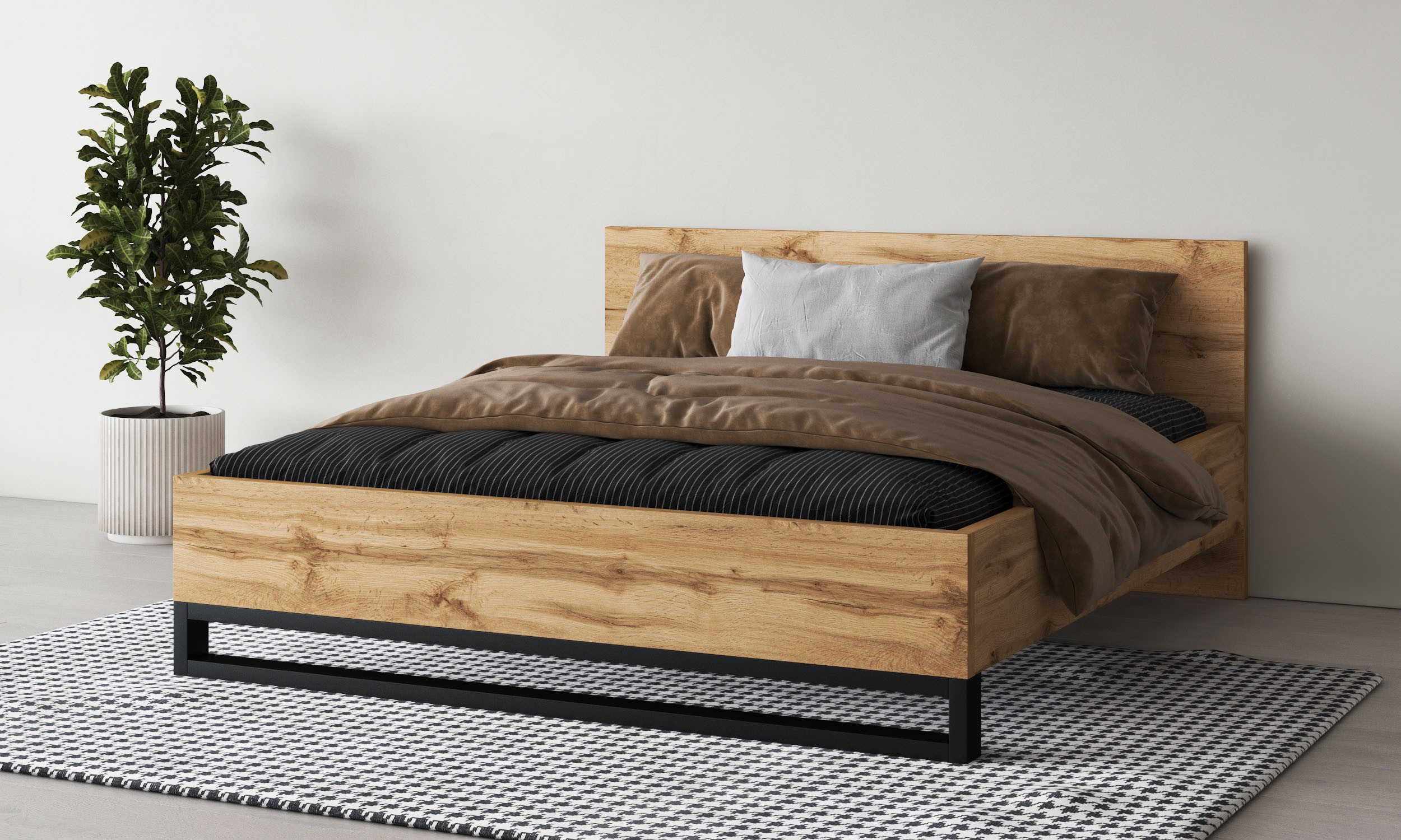 Home affaire Bettgestell Bronne, Made in Europe, mit Kufe in Metalloptik, FSC-zertifiziert, wahlweise in 3 Breiten