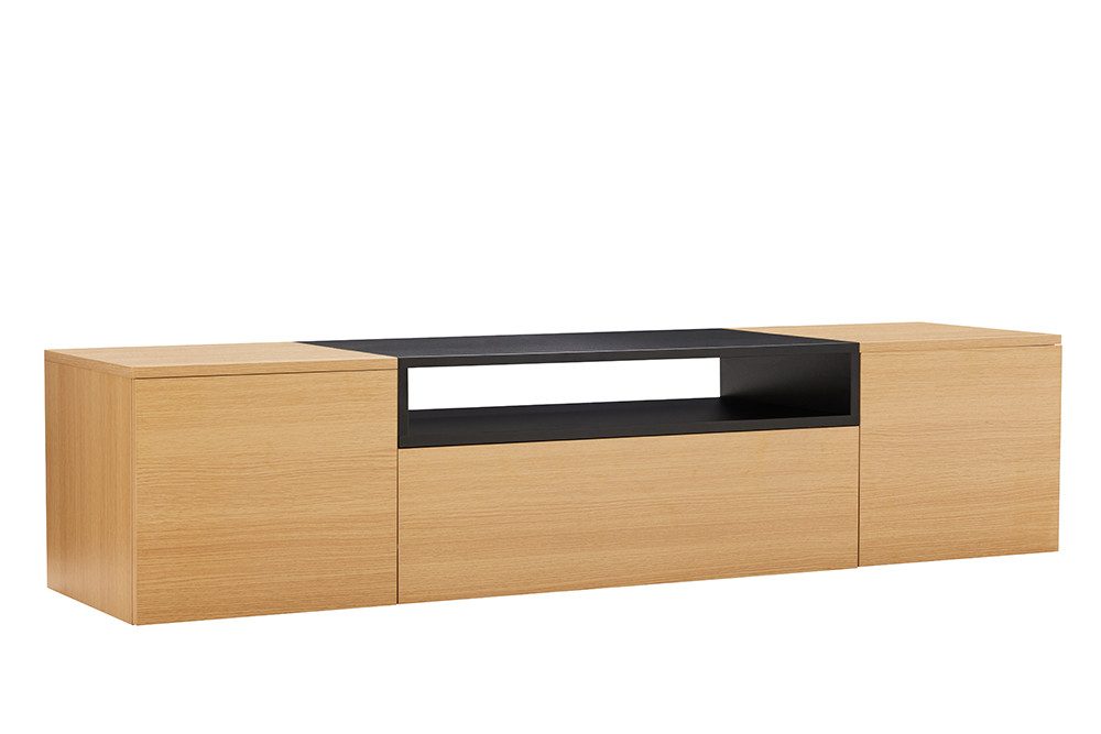 riess-ambiente TV-Board LOFT 160cm natur/schwarz - Eichen-Design, hängend, Fächer, Schublade (Einzelartikel, 1 St), Sideboard mit Ablage & Stauraum- ideal für Flur, Wohnbereich & TV-Ecke