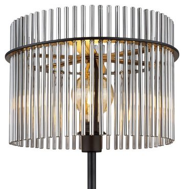 Globo Stehlampe Stehleuchte GORLEY, 1-flammig, H 152 cm, Schwarz, ohne Leuchtmittel, Metall, mit Stäben aus Rauchglas