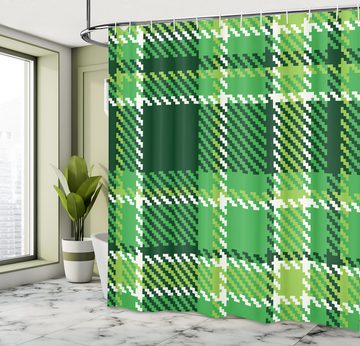 Abakuhaus Duschvorhang Moderner Digitaldruck mit 12 Haken auf Stoff Wasser Resistent Breite 175 cm, Höhe 180 cm, Kariert Irish Mosaic Grün