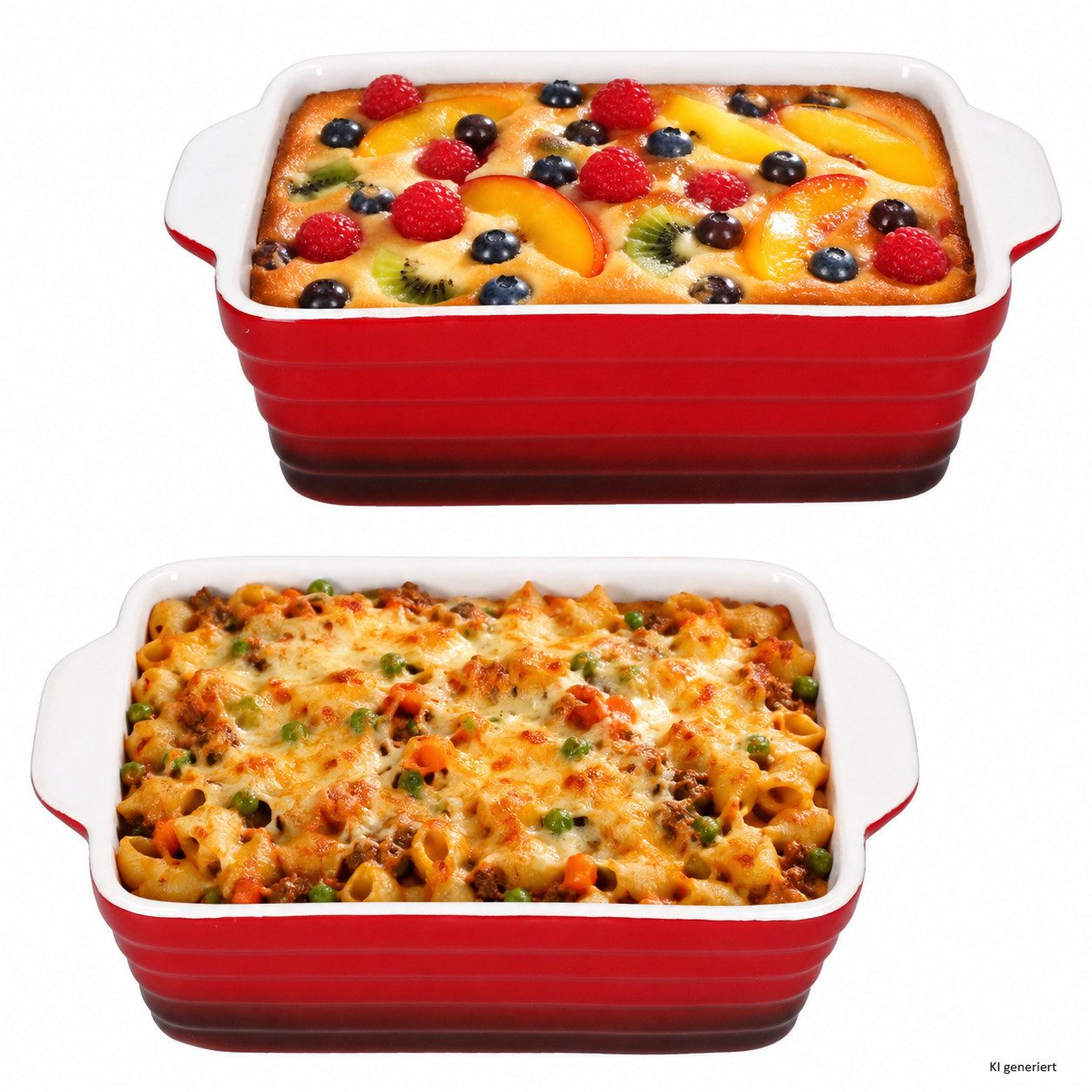 MamboCat Auflaufform 2x CROSSY Rot Auflaufform 800ml Steingut Backform Lasagne Kuchen, Steingut