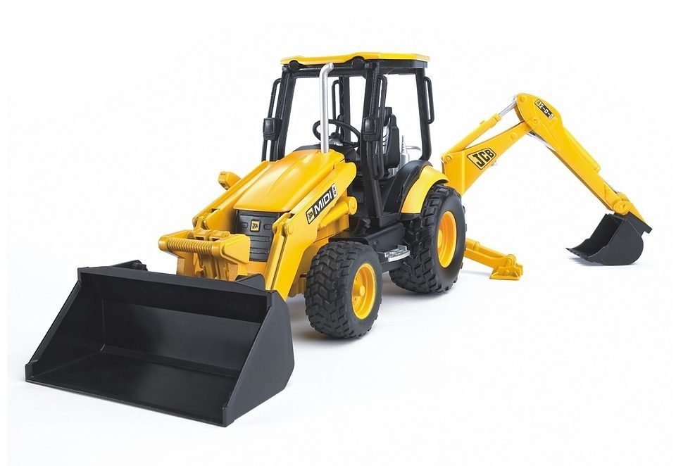 Bruder® Spielzeug-Bagger JCB MIDI CX Baggerlader, Baufahrzeug für Drinnen  und Draußen, Kinder Baumaschine, Gelb