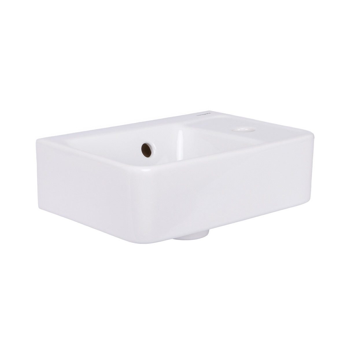 hansgrohe Waschbecken Xanuia Q in 36x25 oder 45x34 cm Weiß glänzend mit Überlauf & Hahnloch, Wandmontage rechteckig hochwertig Keramik Waschtisch Bad